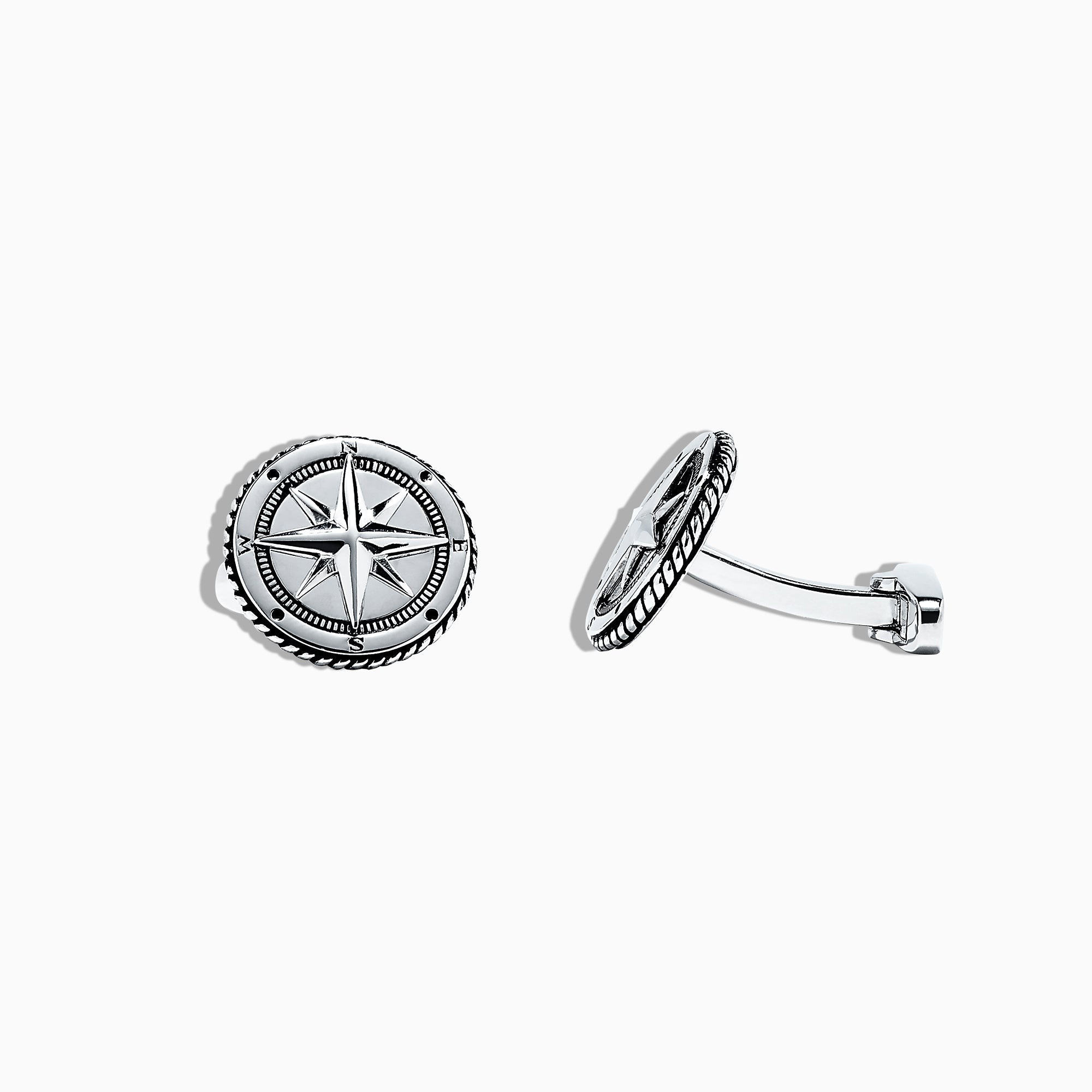 Men's 925 Sterling Silver Compass Cufflinks