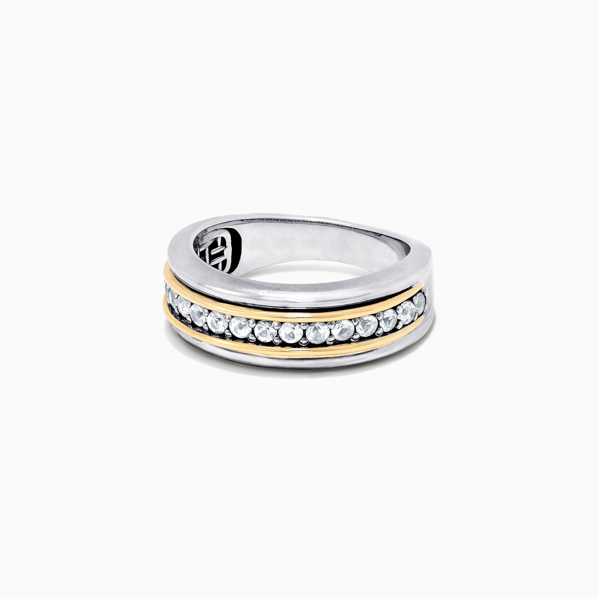 Men's Sterling Silver & 18K Yellow Gold White Sapphire Ring, 0.80 TCW