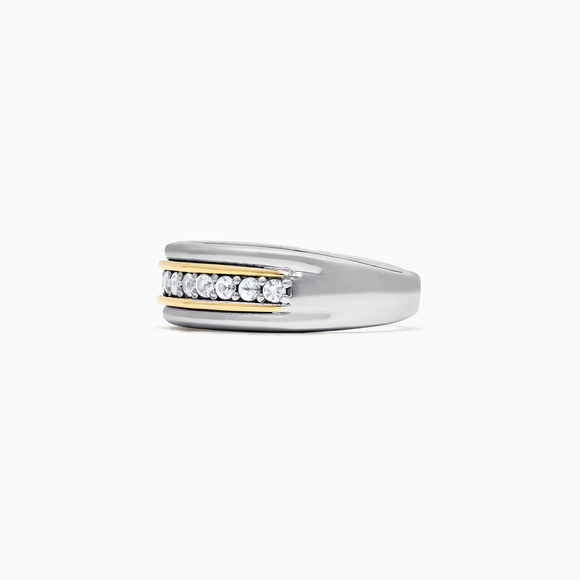 Men's Sterling Silver & 18K Yellow Gold White Sapphire Ring, 0.80 TCW