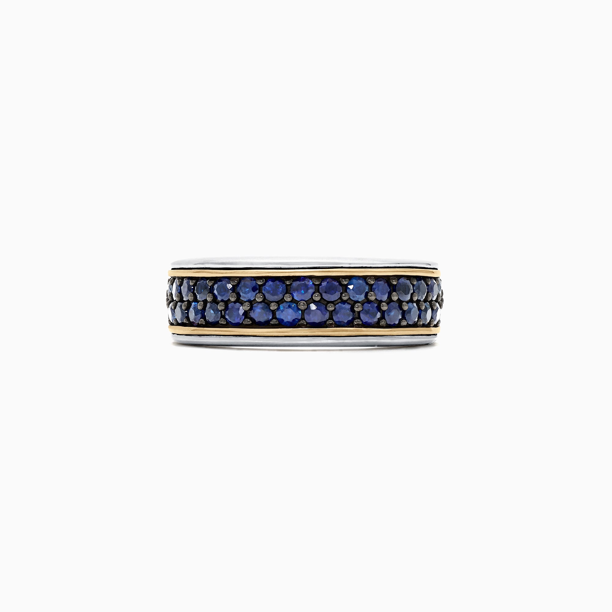 Men's Sterling Silver & 18K Yellow Gold Blue Sapphire Ring, 1.45 TCW