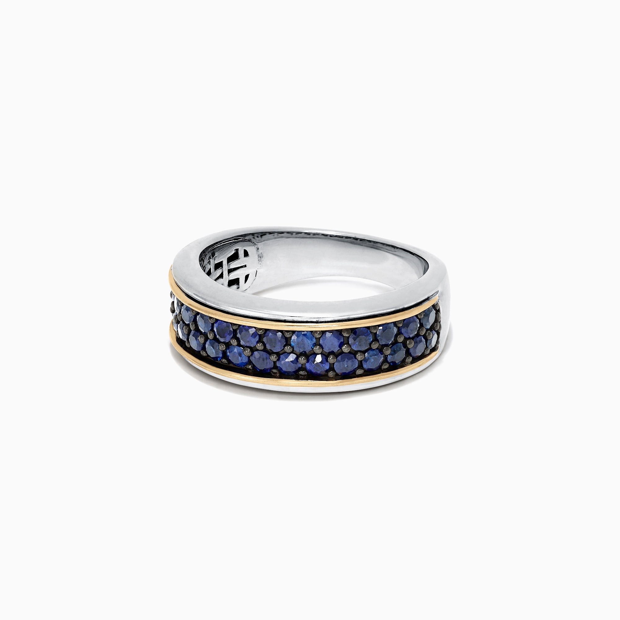 Men's Sterling Silver & 18K Yellow Gold Blue Sapphire Ring, 1.45 TCW