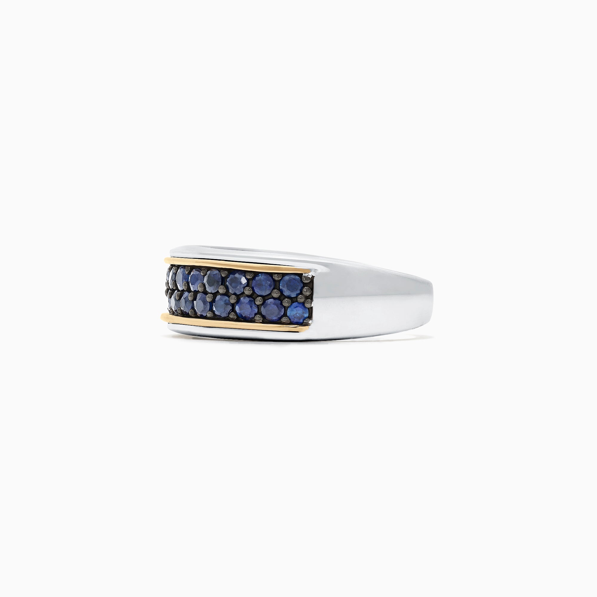 Men's Sterling Silver & 18K Yellow Gold Blue Sapphire Ring, 1.45 TCW