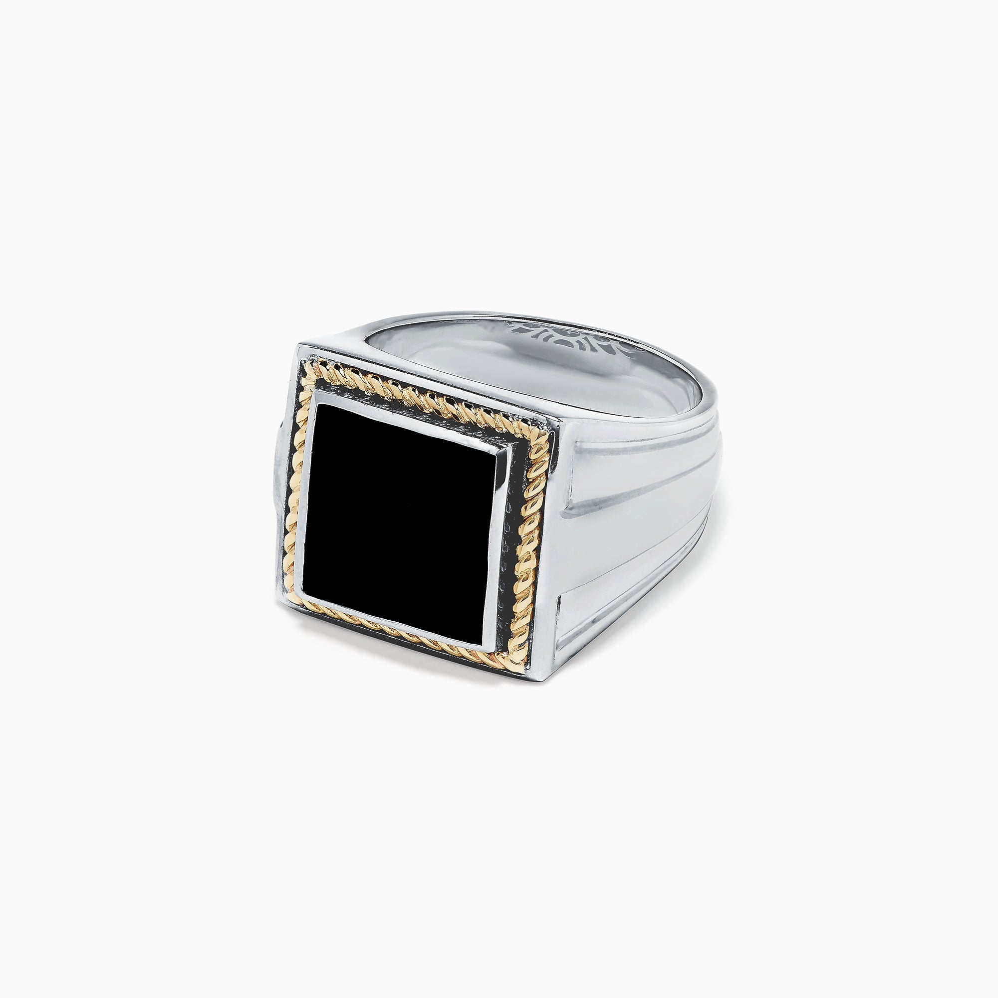 Men's Sterling Silver and 14K Yellow Gold Onyx Ring, 1.53 TCW