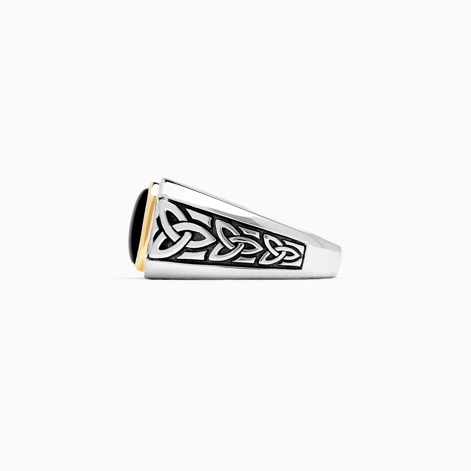 Men's Sterling Silver and 14K Yellow Gold Onyx Ring, 3.40 TCW