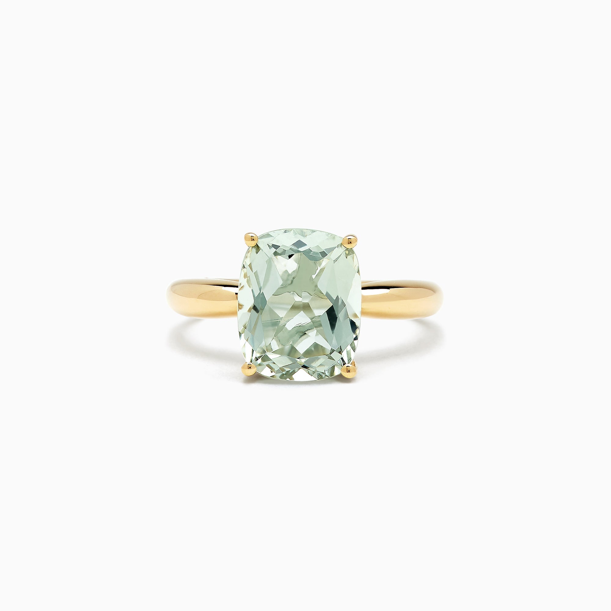 14K Yellow Gold Green Amethyst Ring, 3.95 TCW