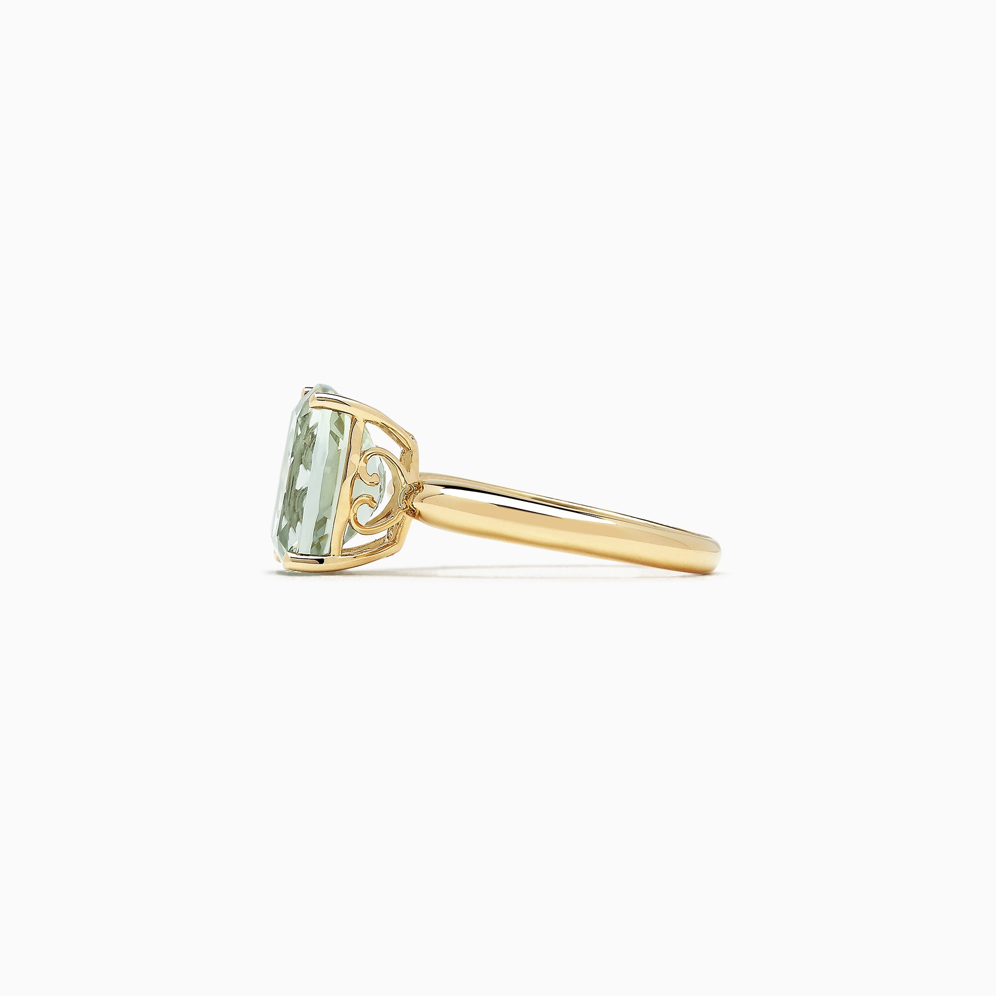 14K Yellow Gold Green Amethyst Ring, 3.95 TCW