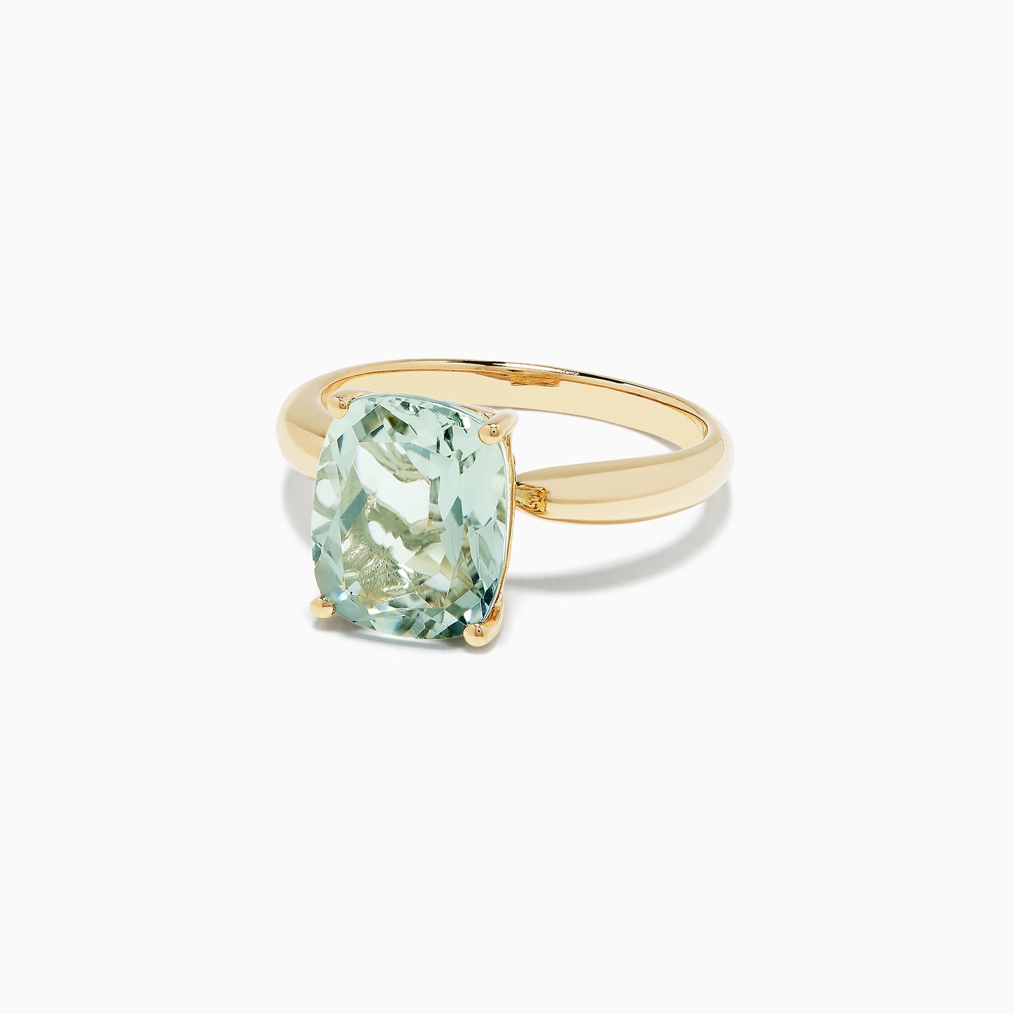 14K Yellow Gold Green Amethyst Ring, 3.95 TCW