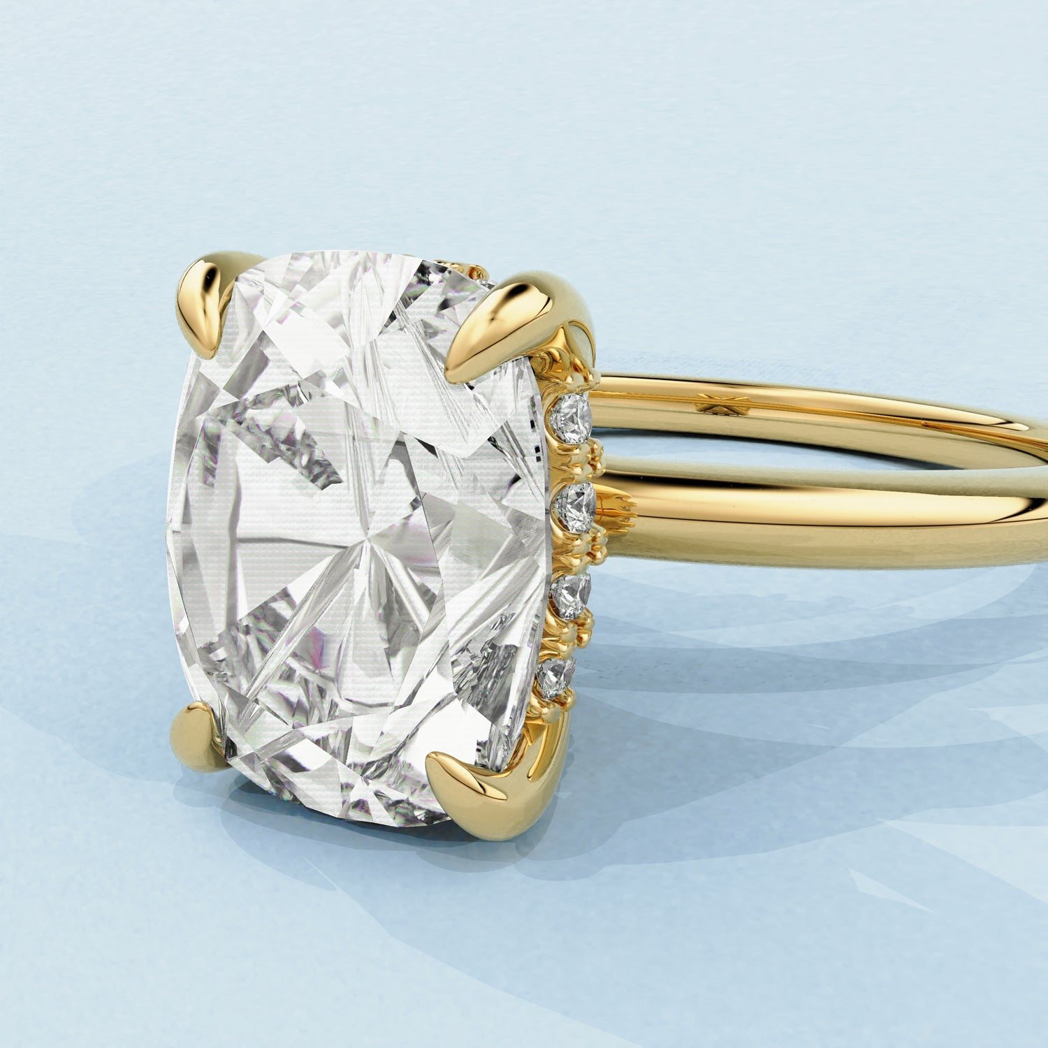 Cora Elongated Cushion Cut Hidden Halo Engagement Ring