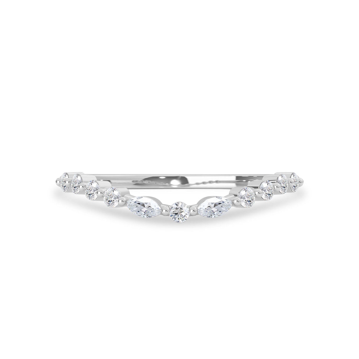 FlexFives Jewels Signature Curved Marquise Round Half Eternity Ring