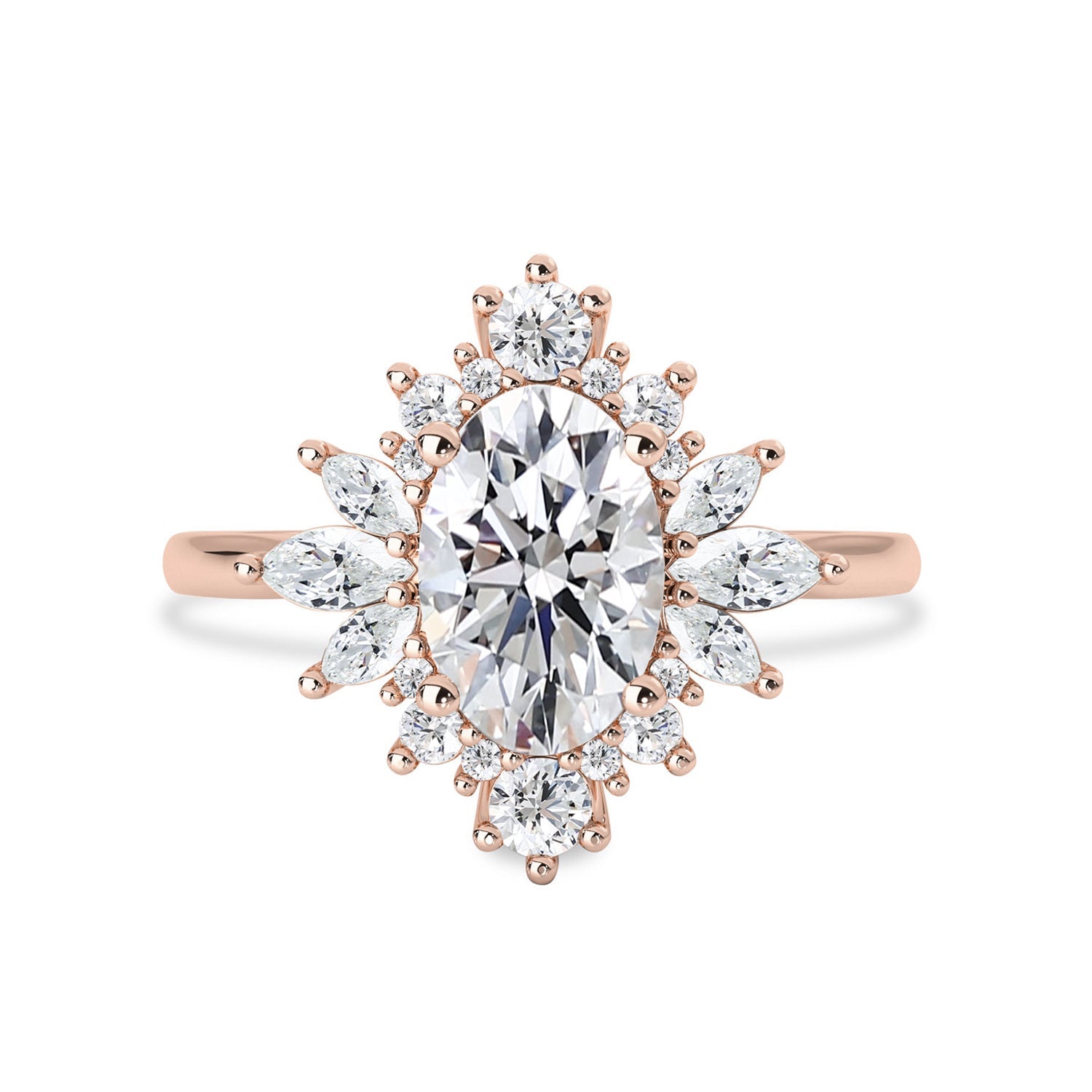 Mila Wings Halo Engagement Ring, Oval With Marquise