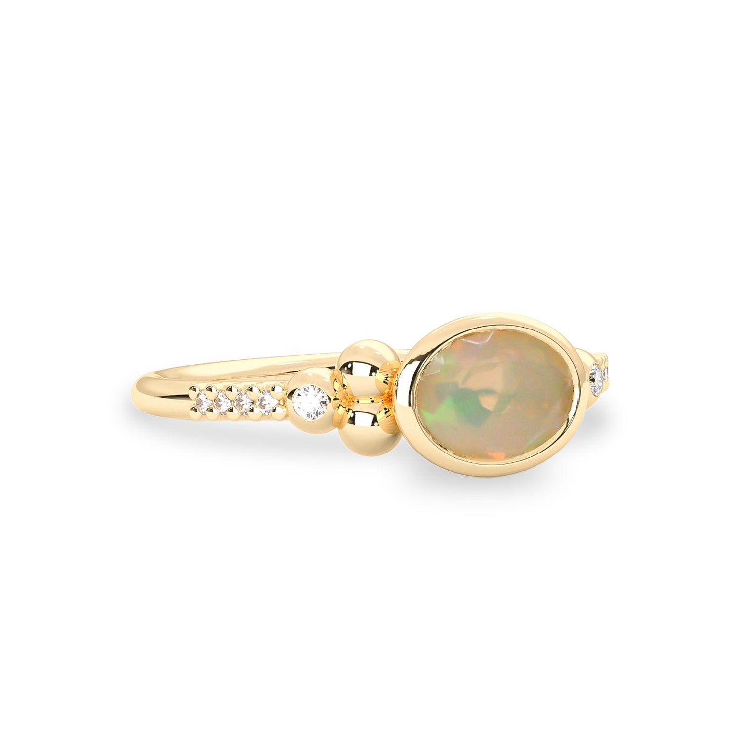 Eternal Love Opal Ring, Natural Opal & Diamond