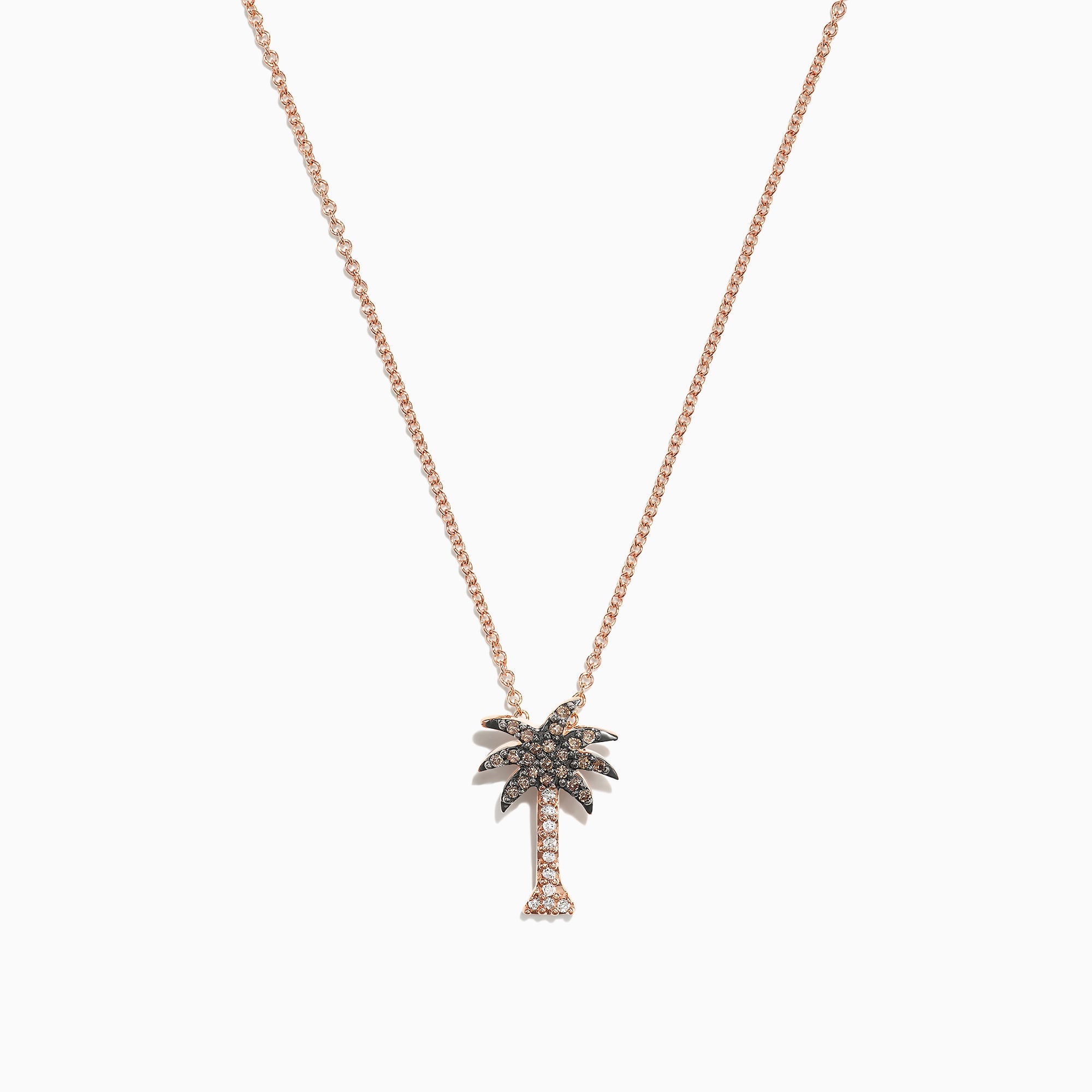 Novelty 14K Rose Gold Diamond Palm Tree Pendant, 0.10 TCW