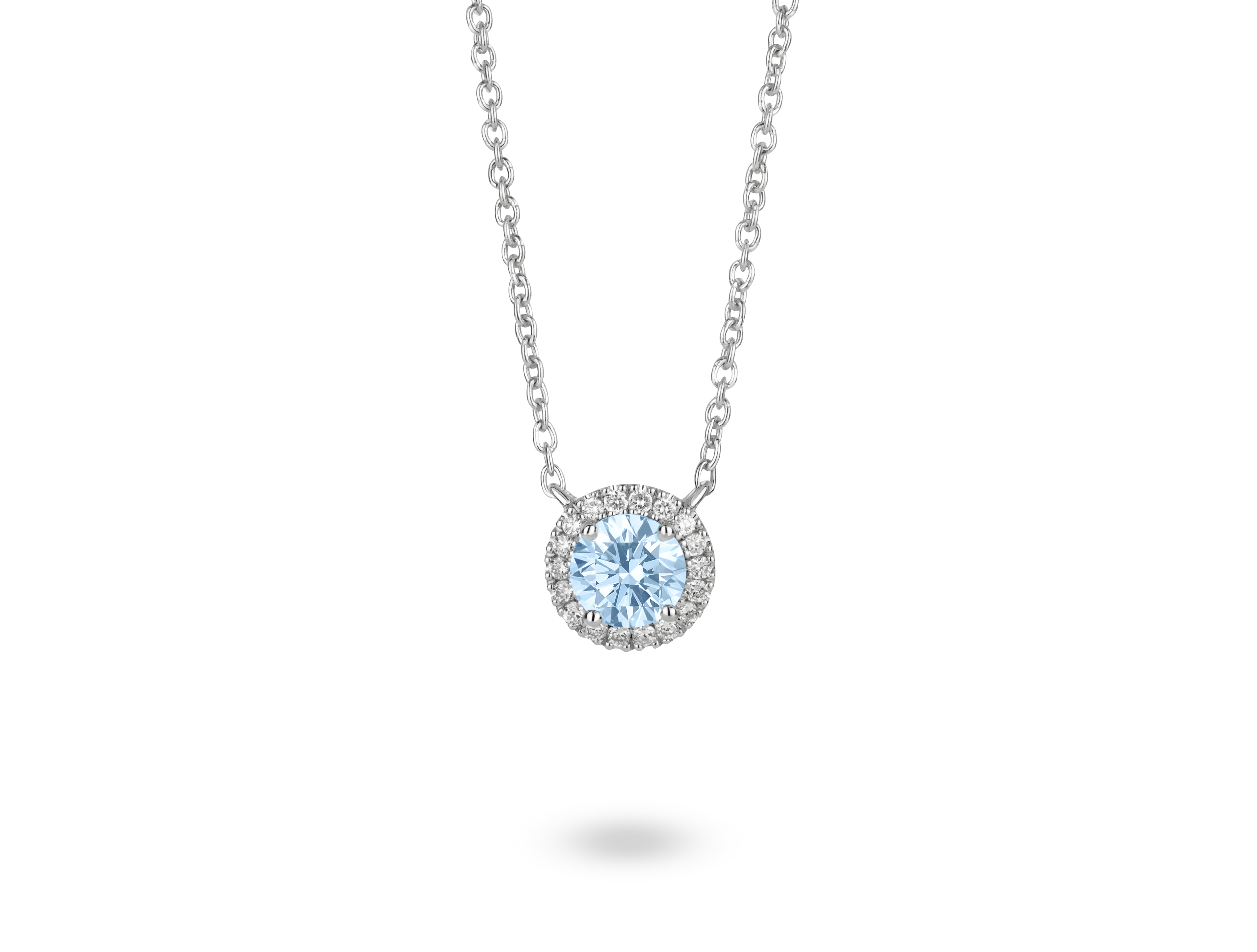 Lab-Grown Diamond 1ct. tw. Halo 14k Gold Pendant | Blue