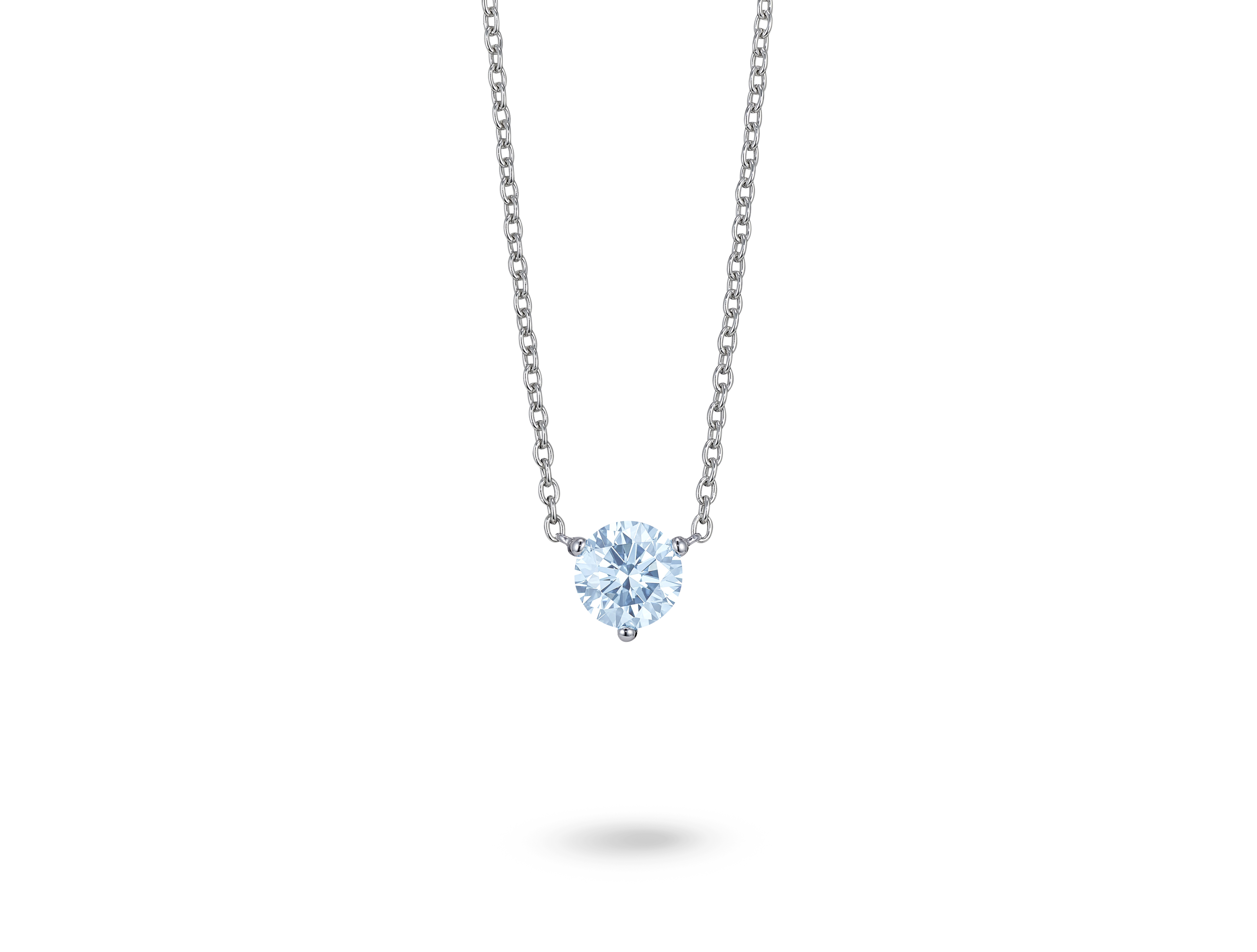 Lab-Grown Diamond 1ct. Round Brilliant Solitaire 14k Gold Pendant | Blue