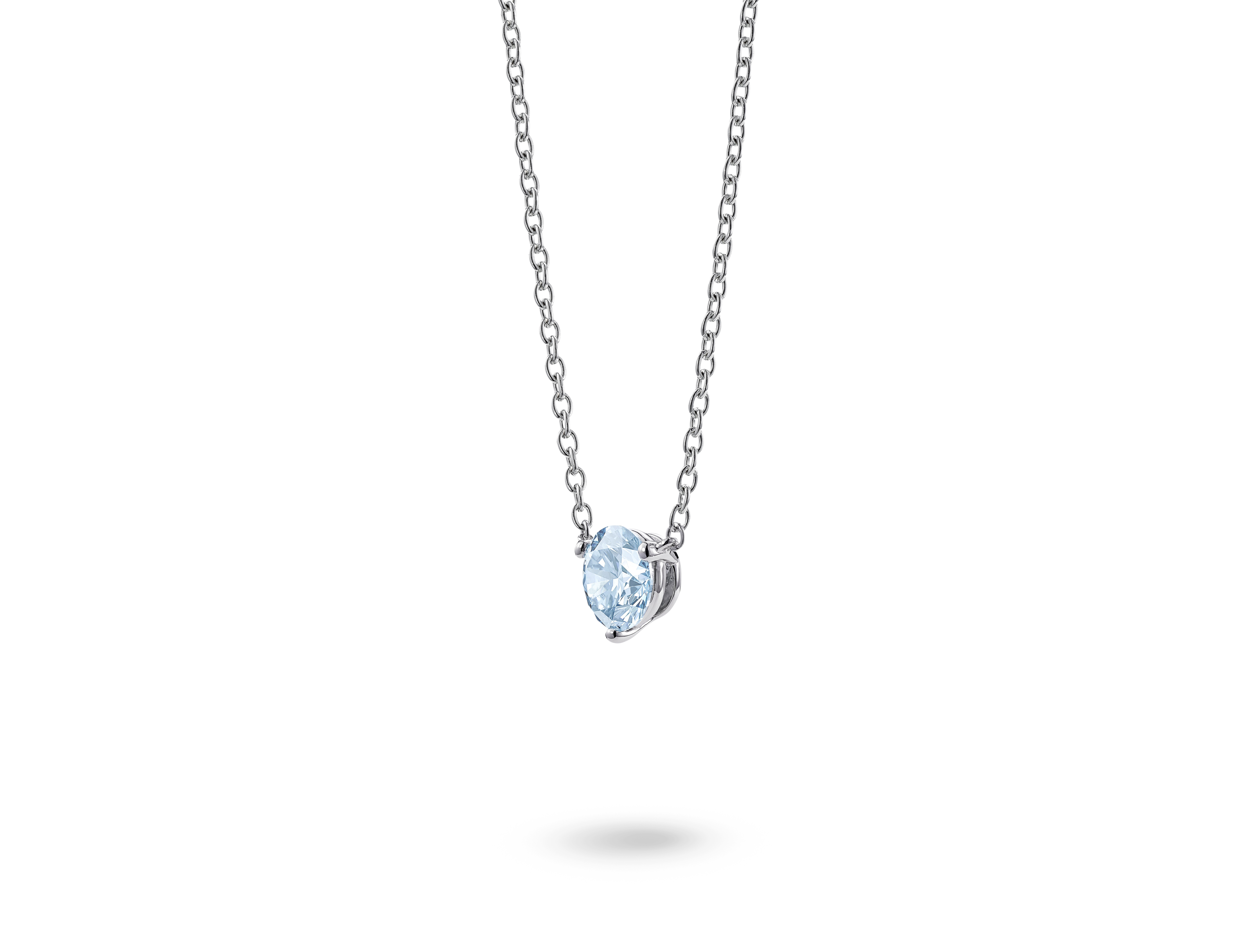 Lab-Grown Diamond 1ct. Round Brilliant Solitaire 14k Gold Pendant | Blue