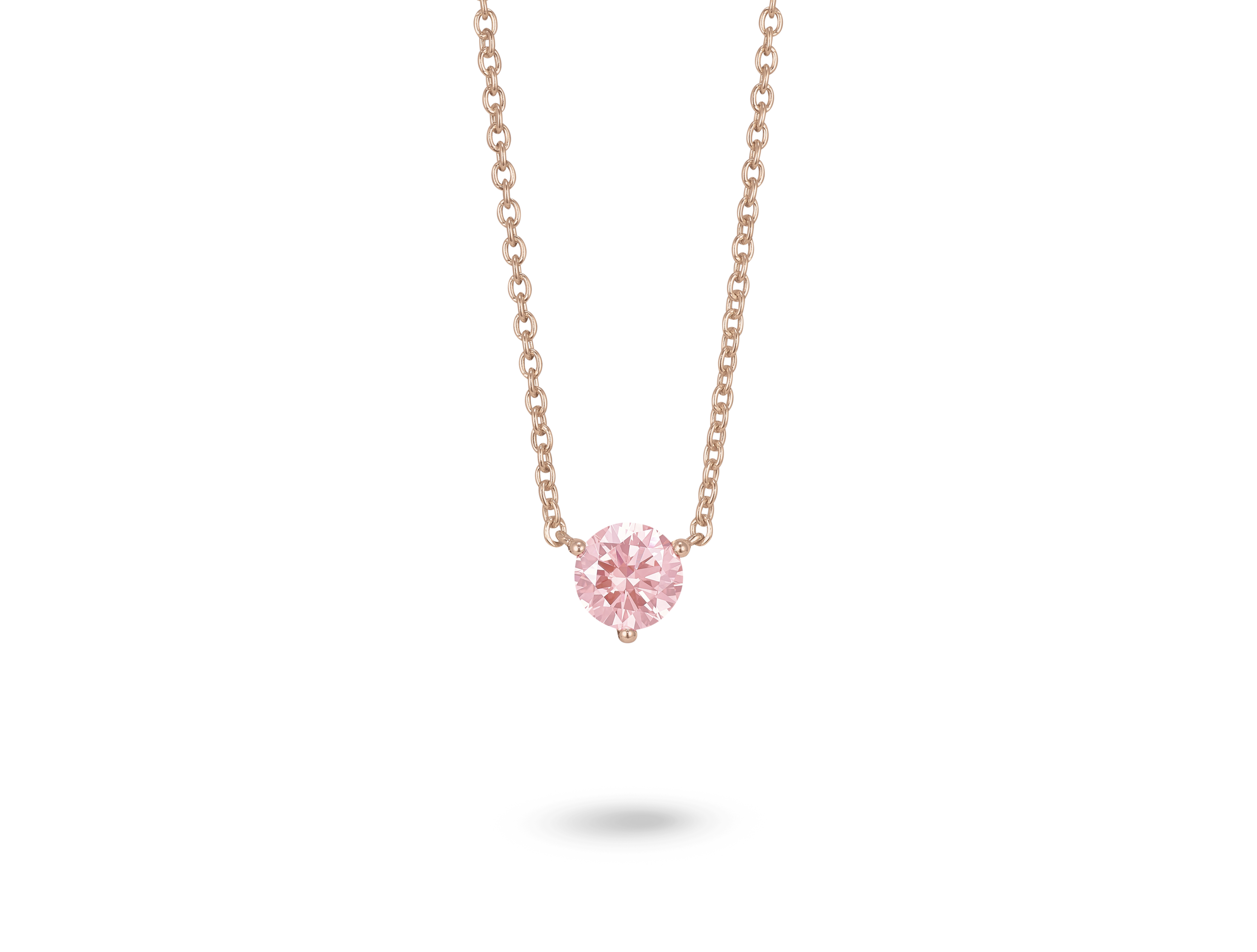 Lab-Grown Diamond 1ct. Round Brilliant Solitaire 14k Gold Pendant | Pink