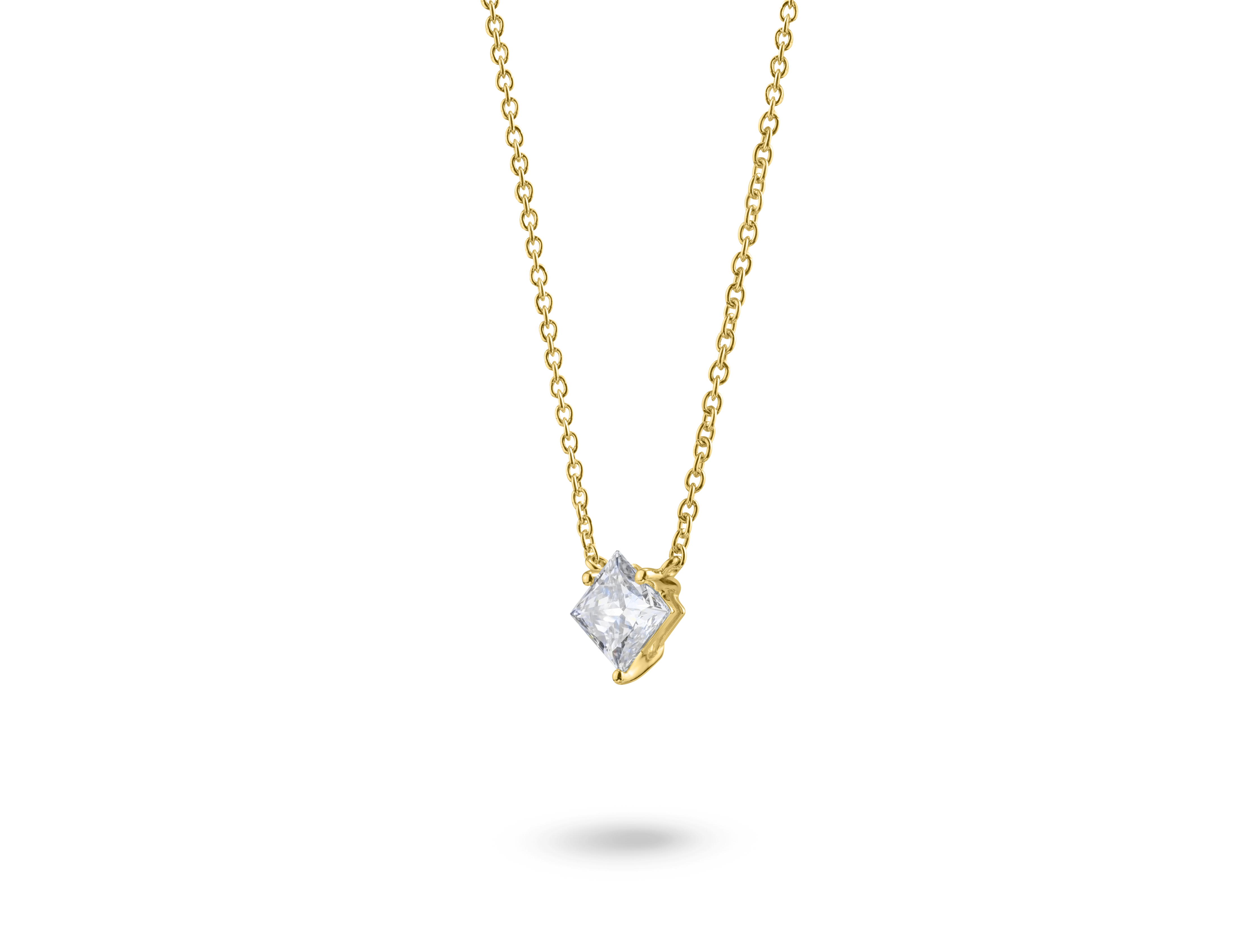 Lab-Grown Diamond 1ct. Princess Cut 14k Gold Pendant | White