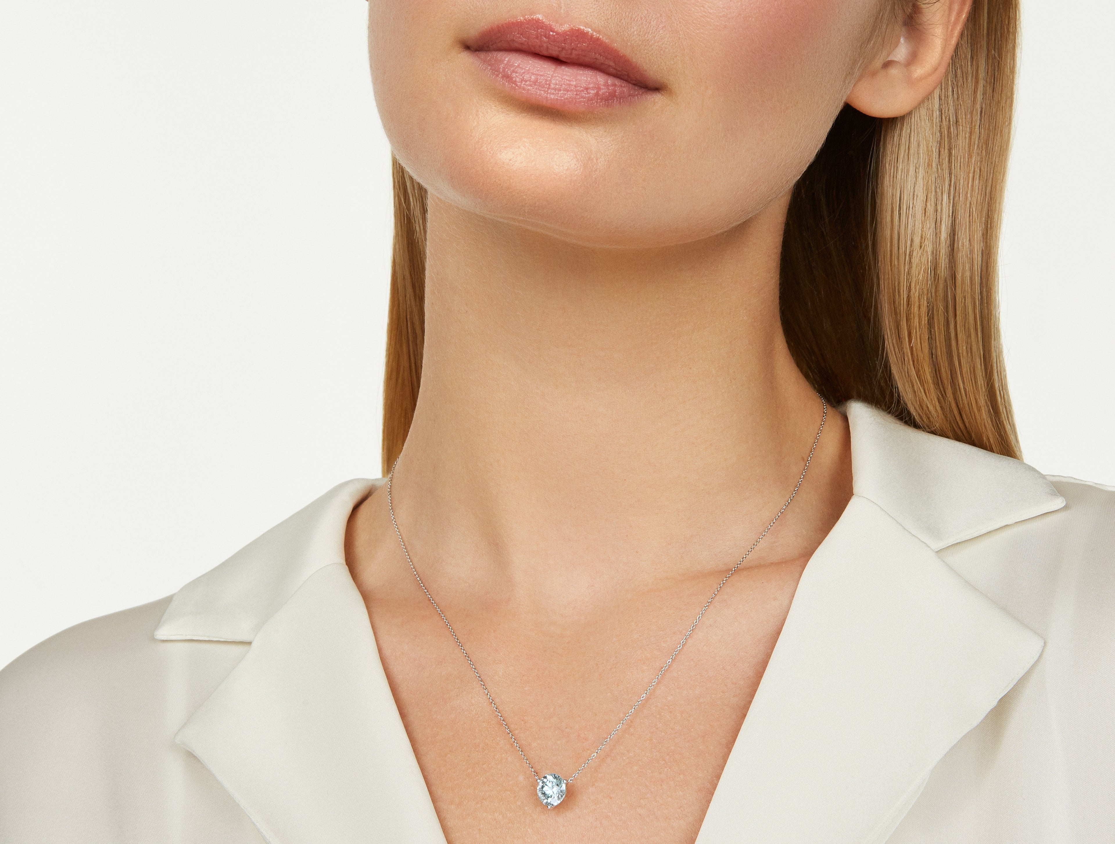 Lab-Grown Diamond 2ct. Round Brilliant Solitaire Pendant | Blue