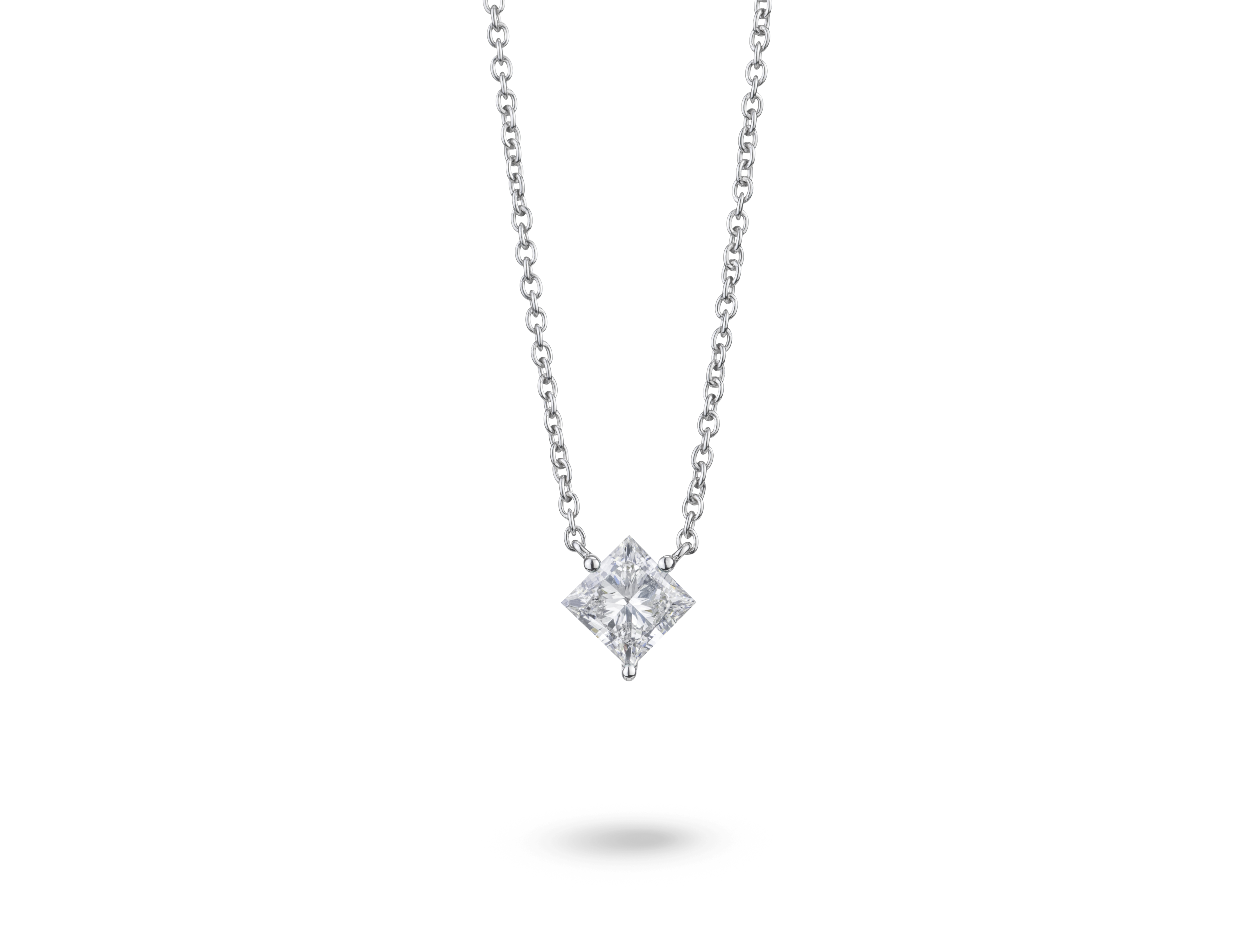 Lab-Grown Diamond 1⅛ct. Princess Cut 14k Gold Pendant | White