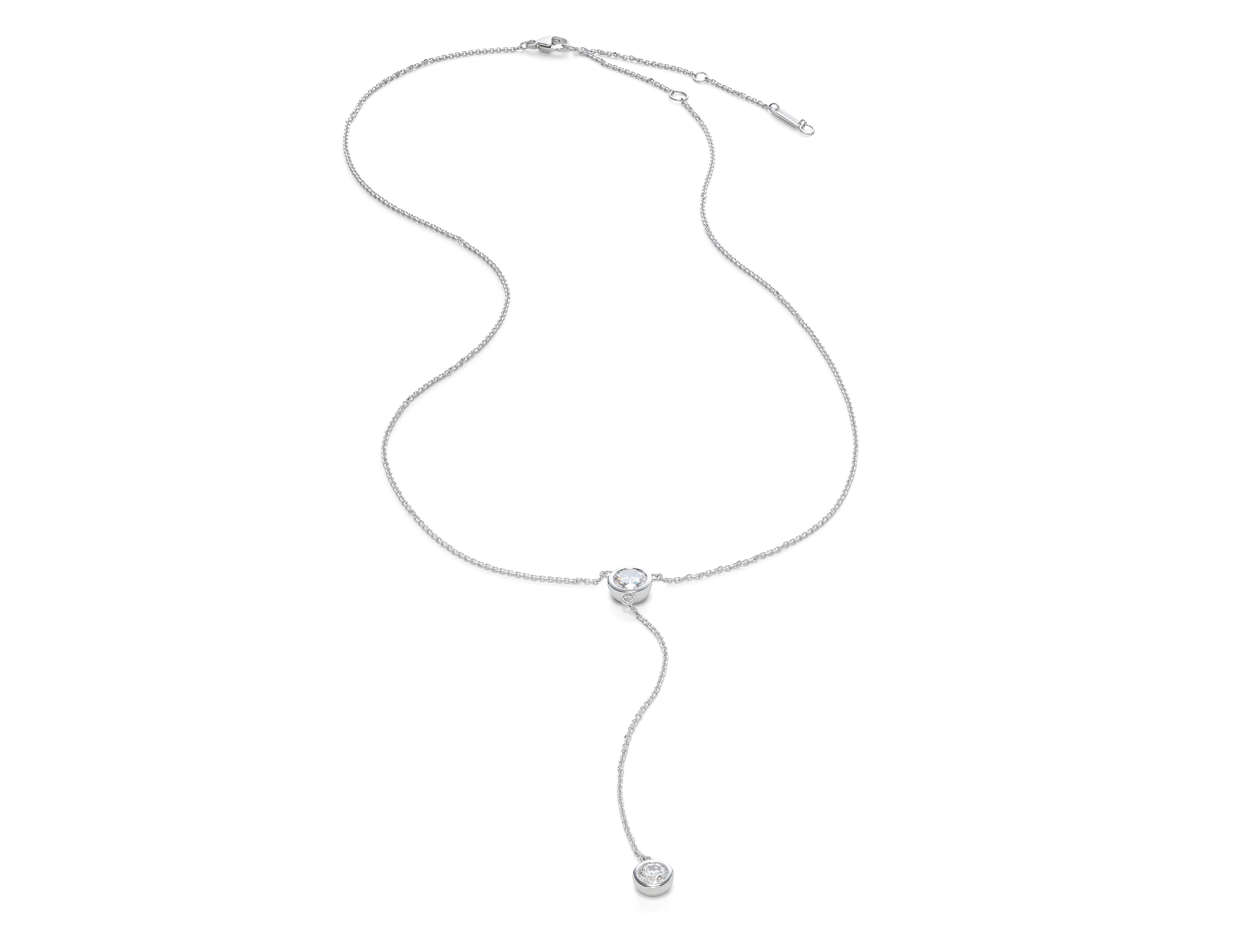 Lab-Grown Diamond ¾ct. tw. Round Brilliant Bezel Lariat Pendant | White