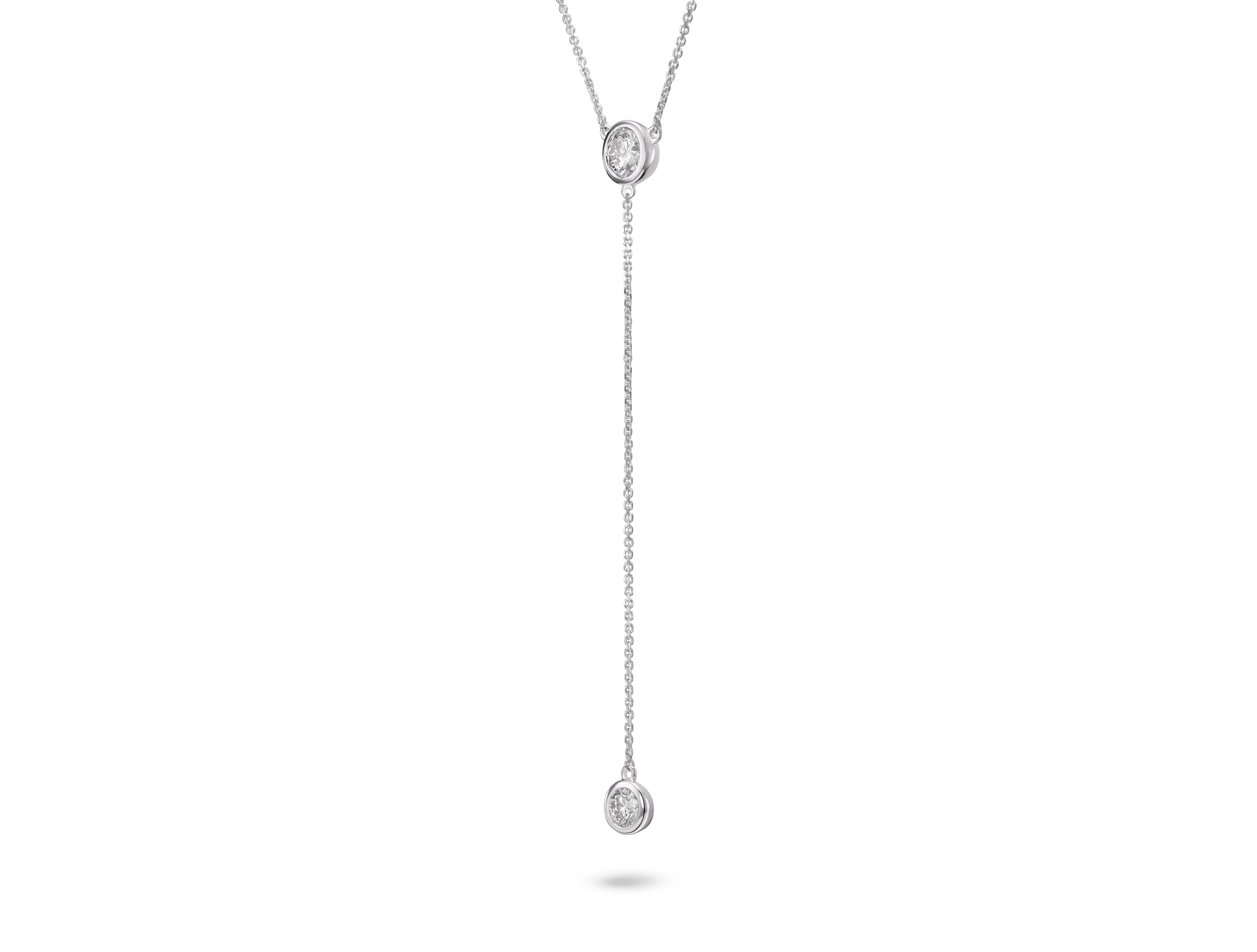 Lab-Grown Diamond ¾ct. tw. Round Brilliant Bezel Lariat Pendant | White