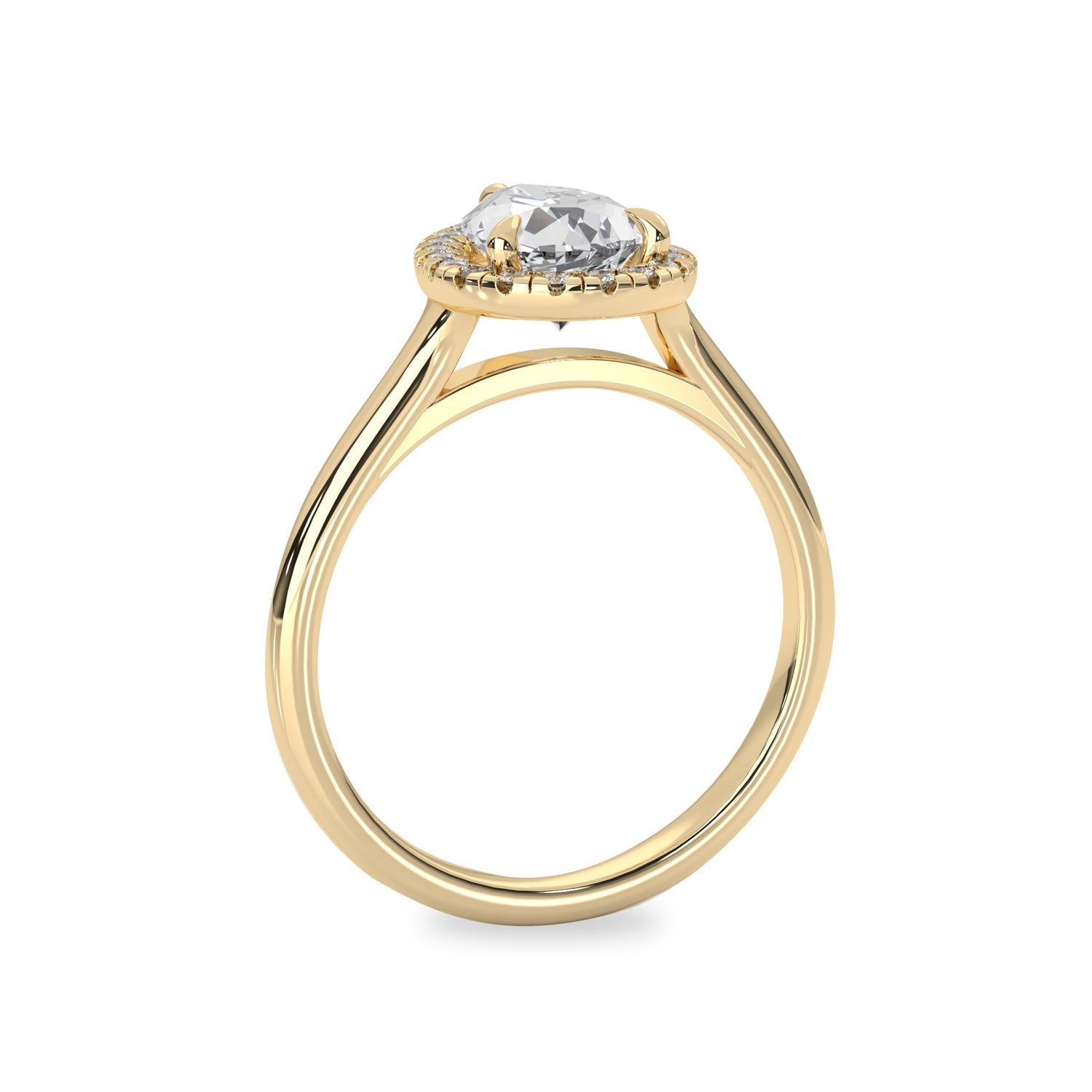 Paula Pear Forever Halo Engagement Ring, Moissanite/Lab Grown Diamond