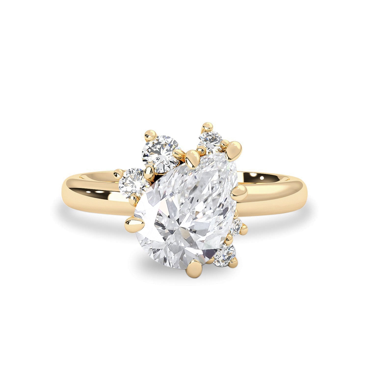 Athena Asymmetrical Cluster Engagement Ring, Low Set