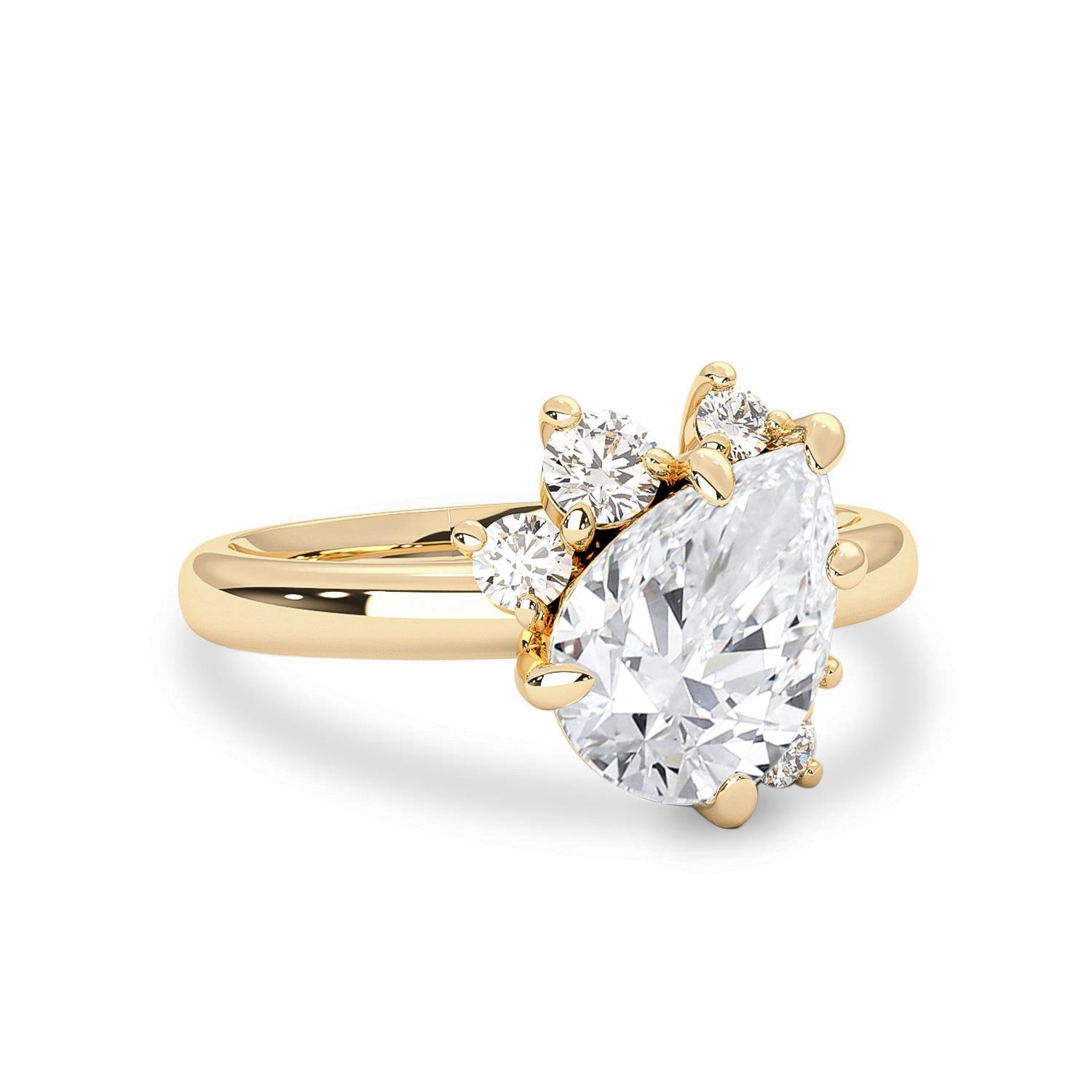 Athena Asymmetrical Cluster Engagement Ring, Low Set