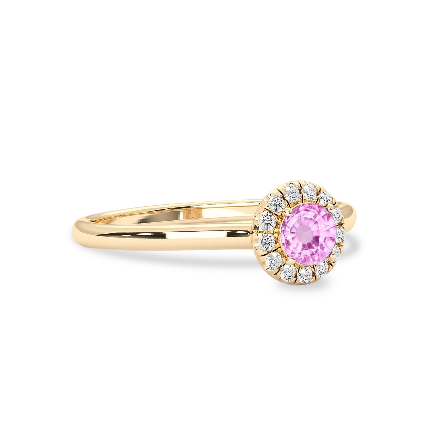 Anastasia’s Dream Pave? Halo Engagement Ring, Natural Pink Sapphire