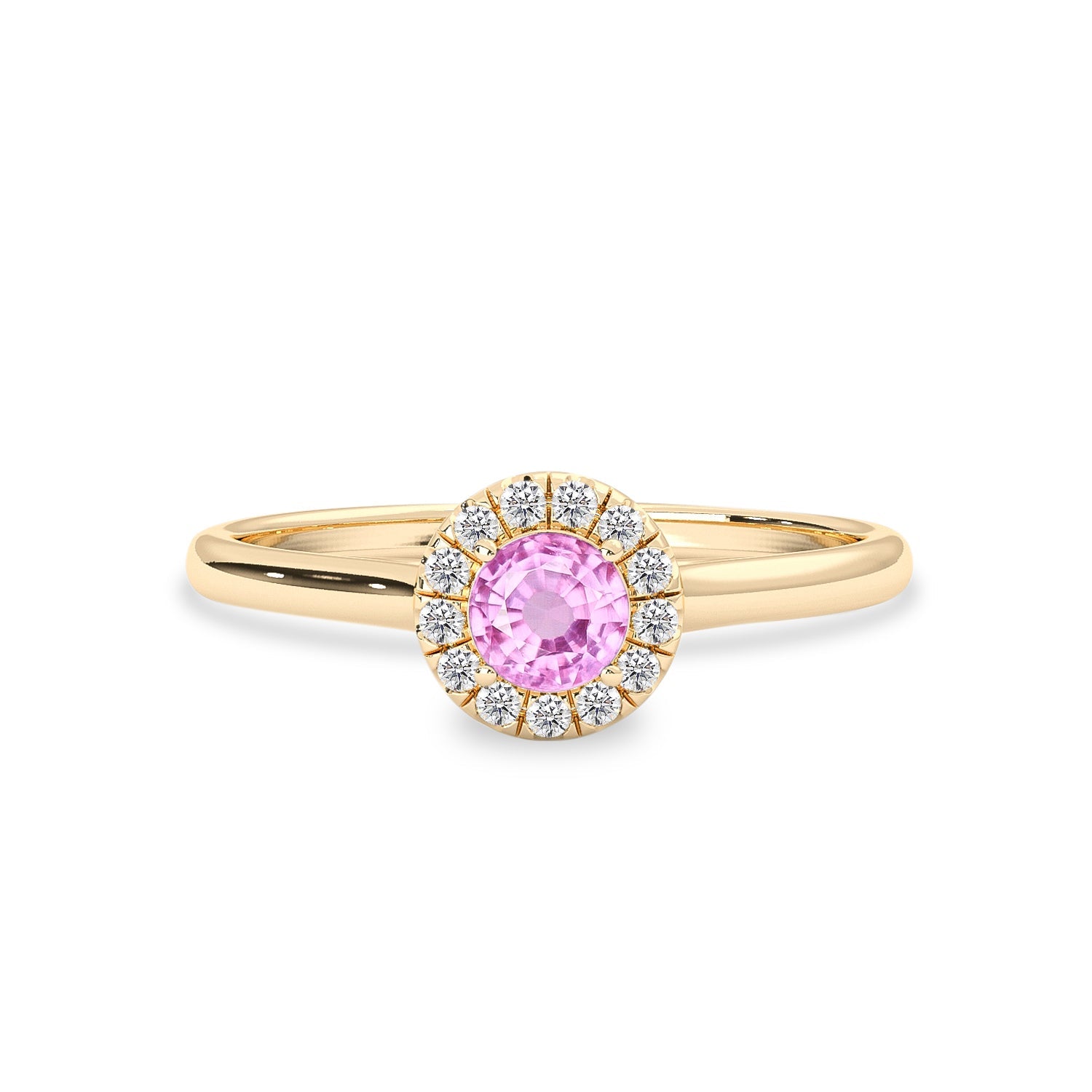 Anastasia’s Dream Pave? Halo Engagement Ring, Natural Pink Sapphire