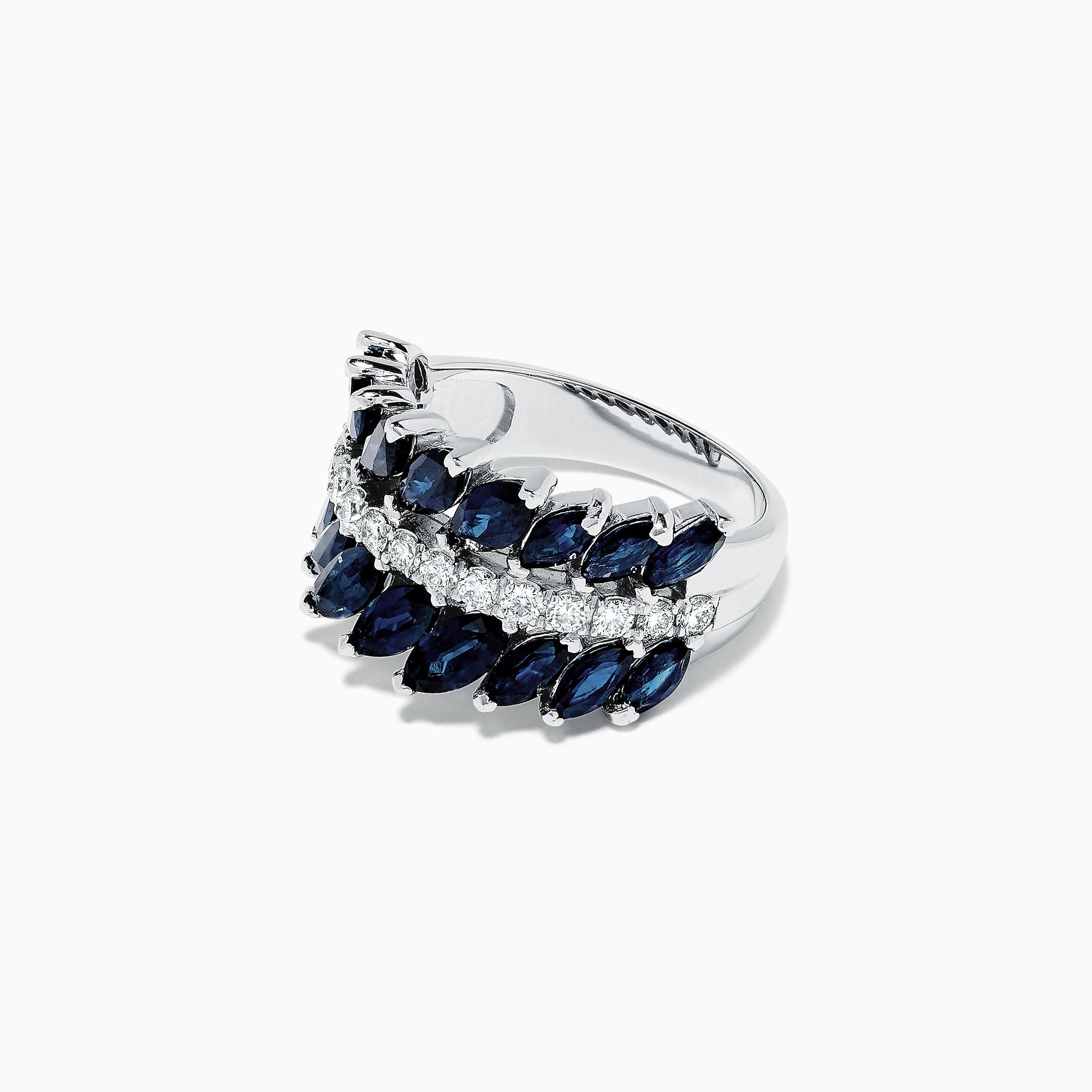 Royale Bleu 14K White Gold Blue Sapphire and Diamond Ring, 5.06 TCW