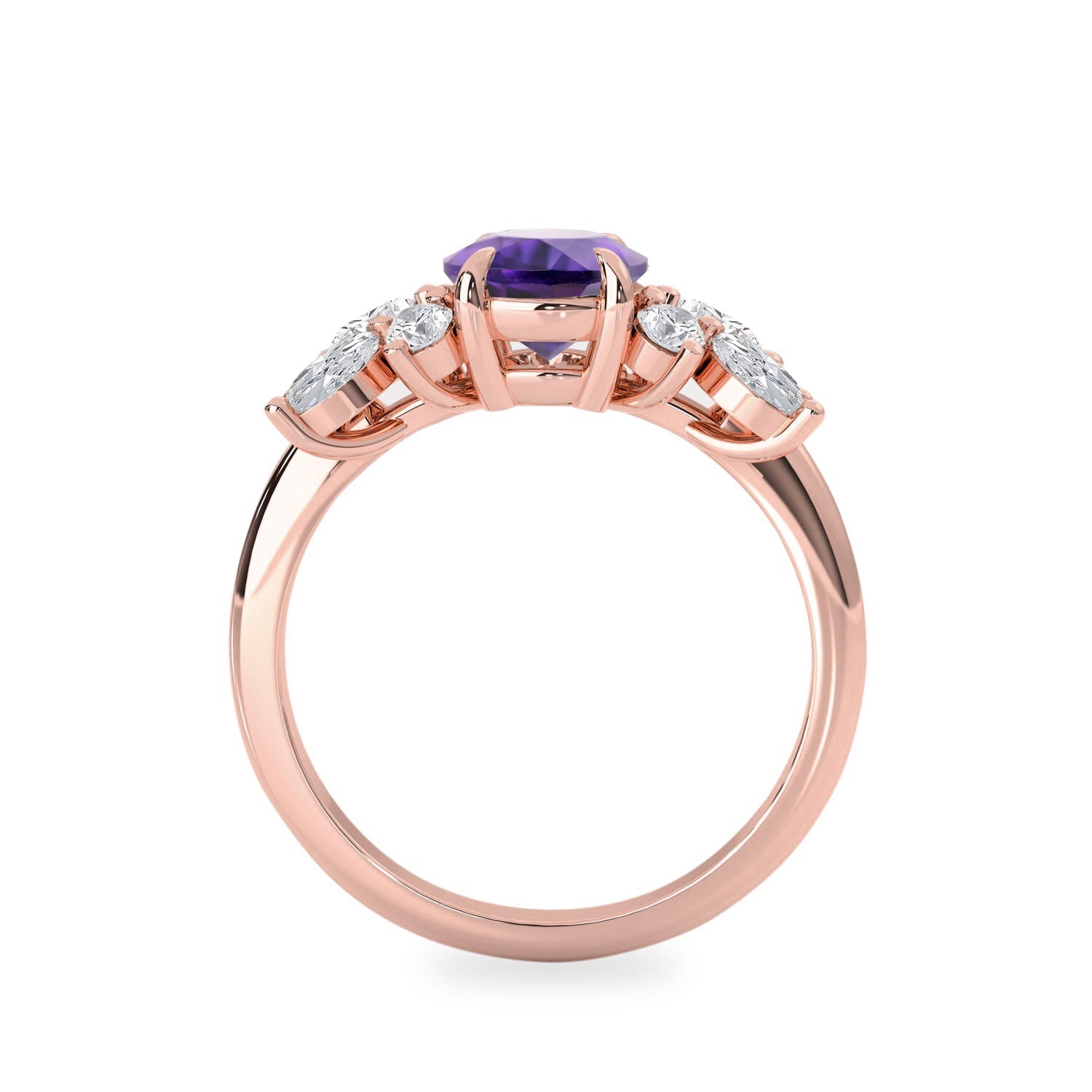 Pear Amethyst Anna's Dream Engagement Ring, Pear With Marquise