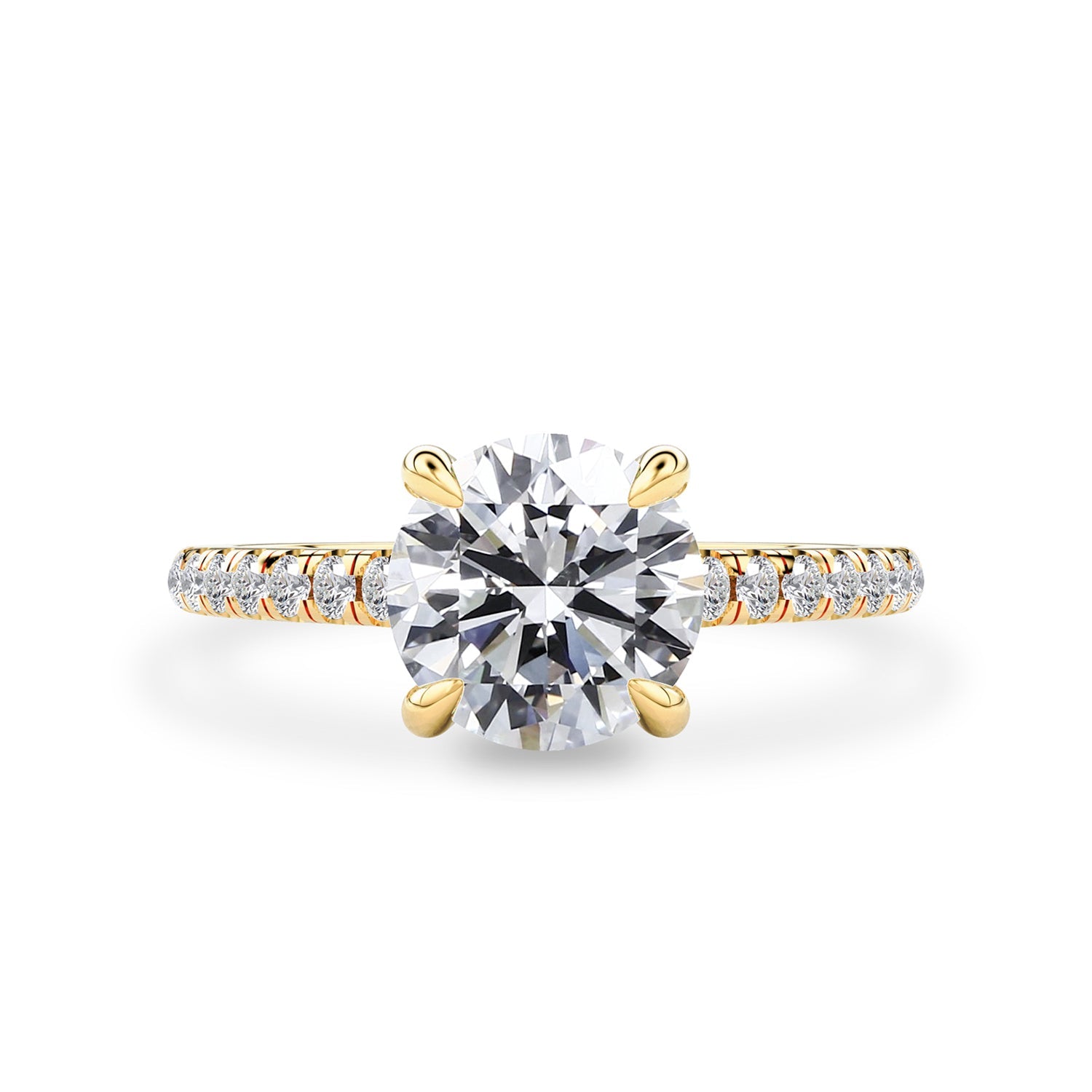 Round Riley Hidden Halo Engagement Ring, Moissanite/Lab Grown Diamond