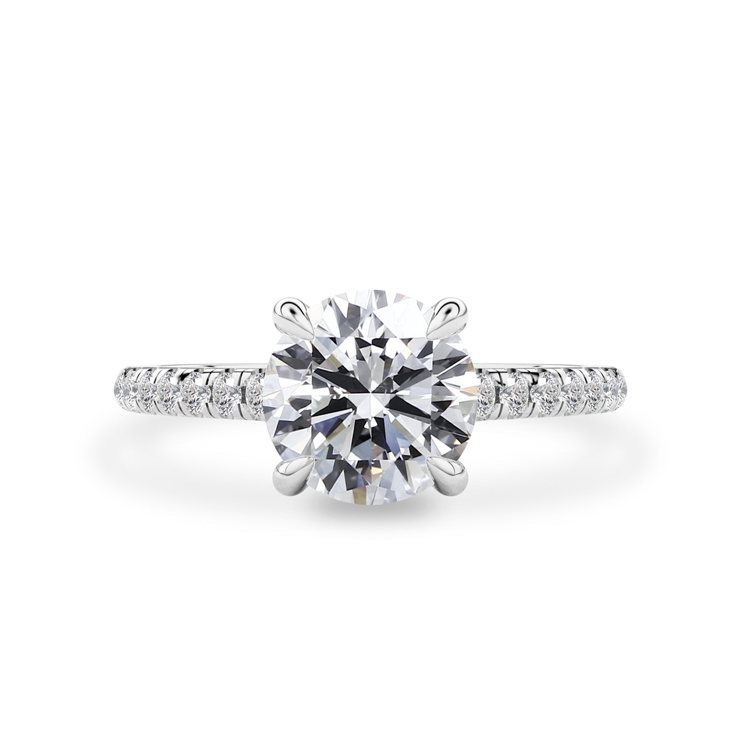 Round Riley Hidden Halo Engagement Ring, Moissanite/Lab Grown Diamond