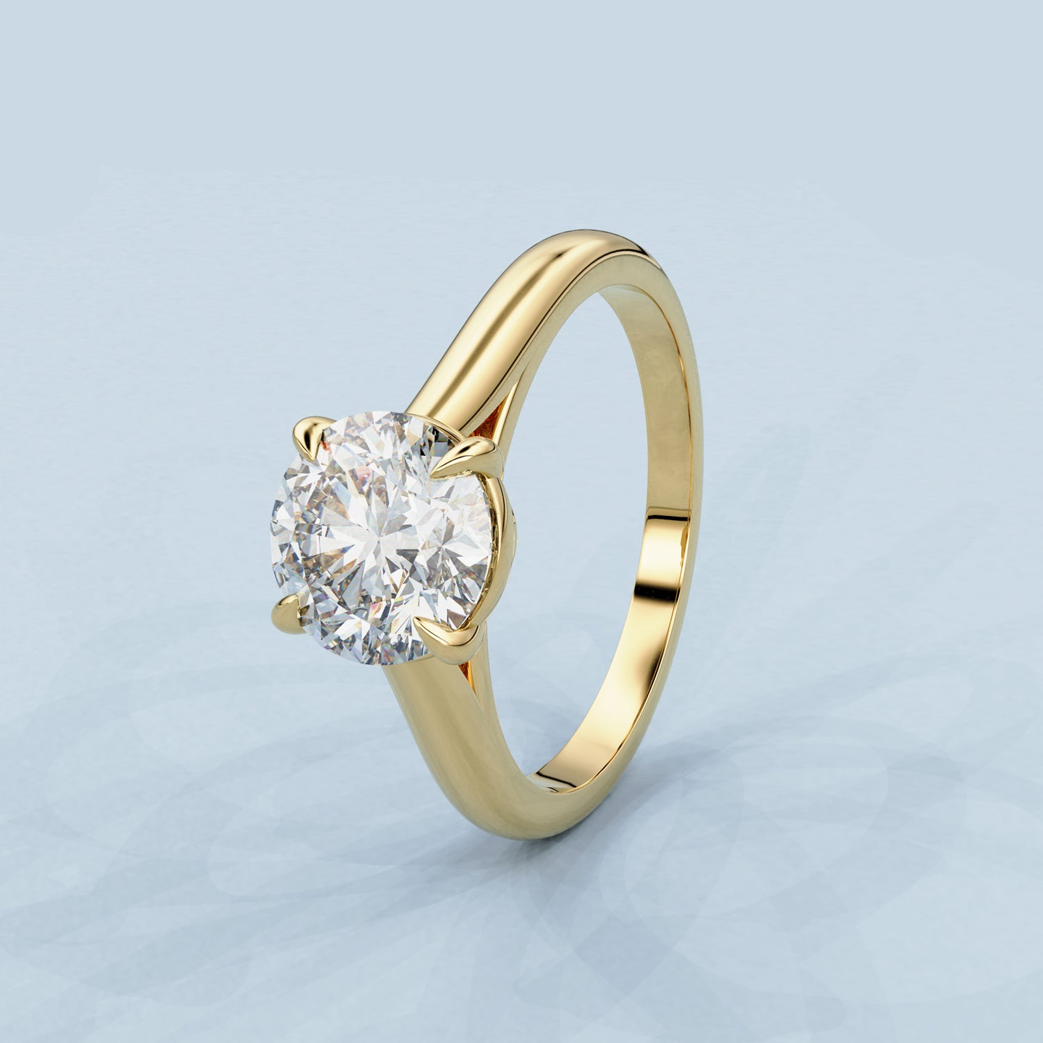 Claire Solitaire Cathedral Engagement Ring, Moissanite/Lab Grown Diamond