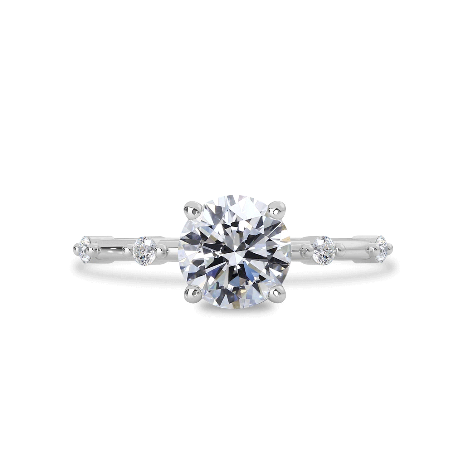 Audrey Round Hidden Halo Engagement Ring, Moissanite/Lab Grown Diamond