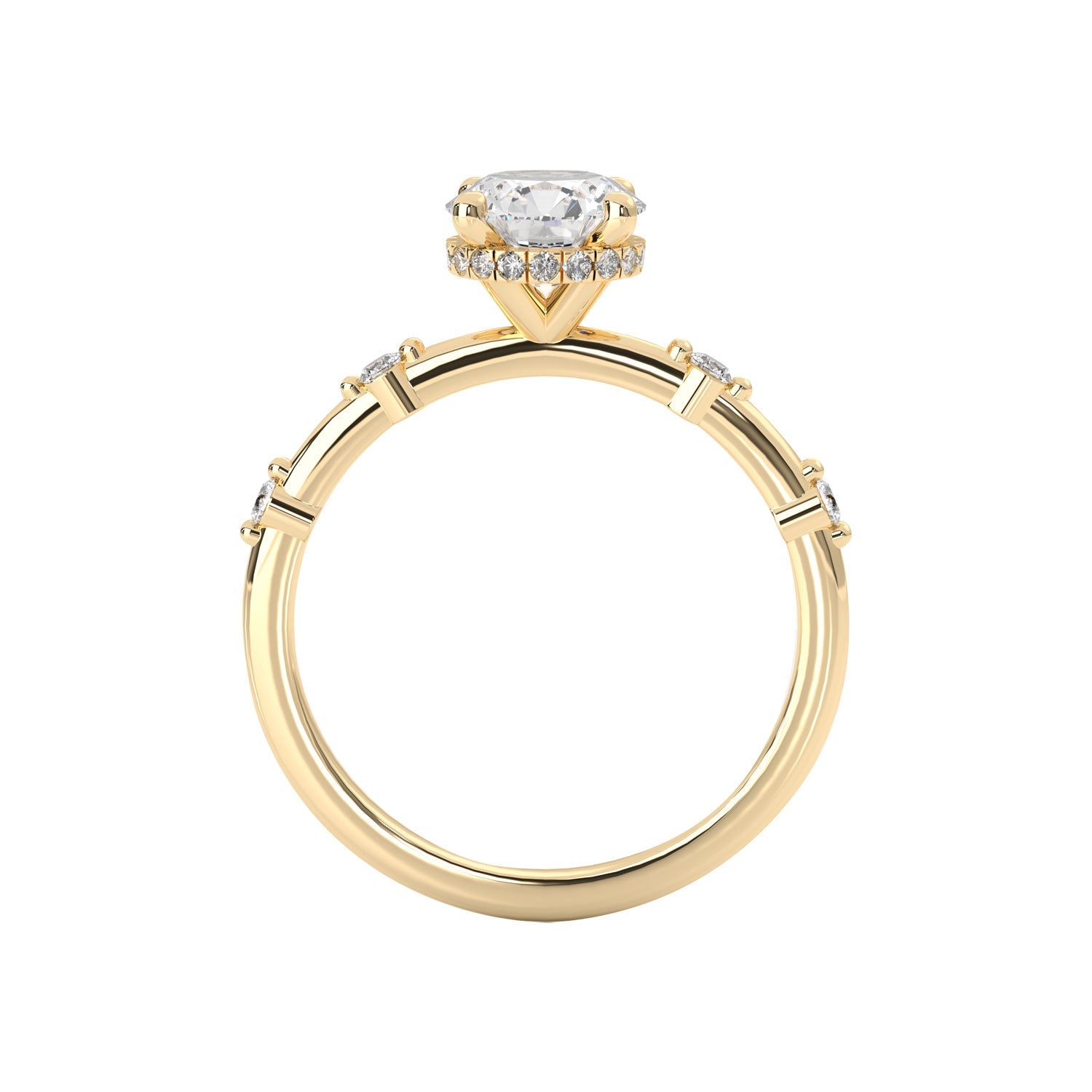 Audrey Round Hidden Halo Engagement Ring, Moissanite/Lab Grown Diamond