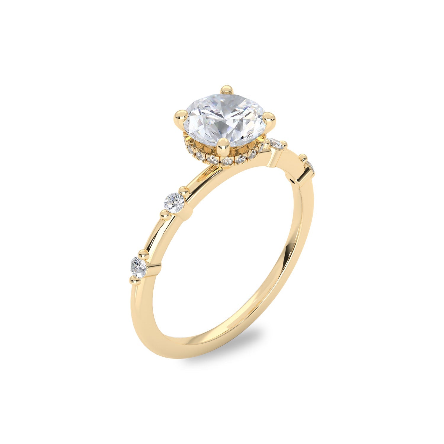 Audrey Round Hidden Halo Engagement Ring, Moissanite/Lab Grown Diamond