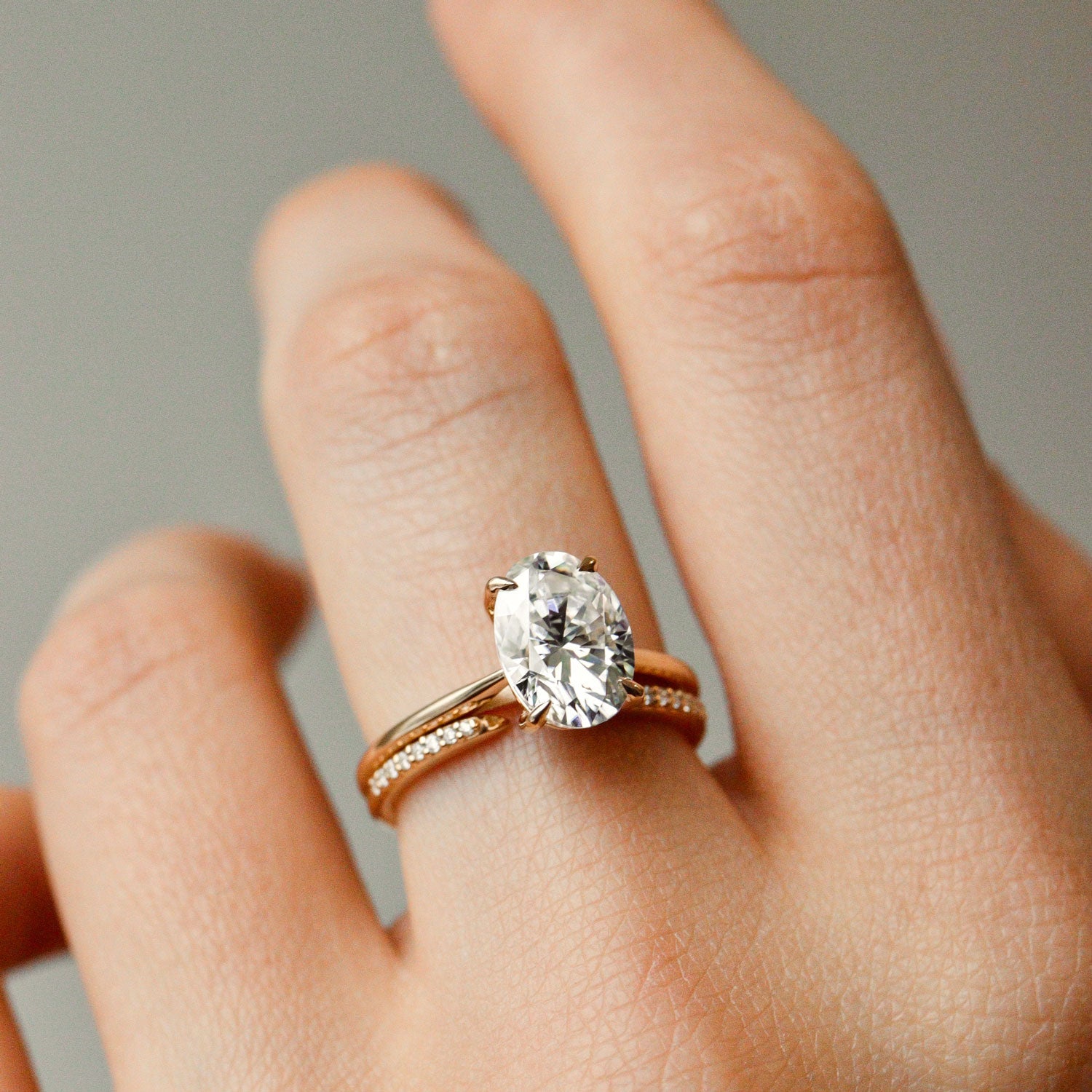 Ivy Oval Hidden Halo Engagement Ring, Moissanite/Lab Grown Diamond