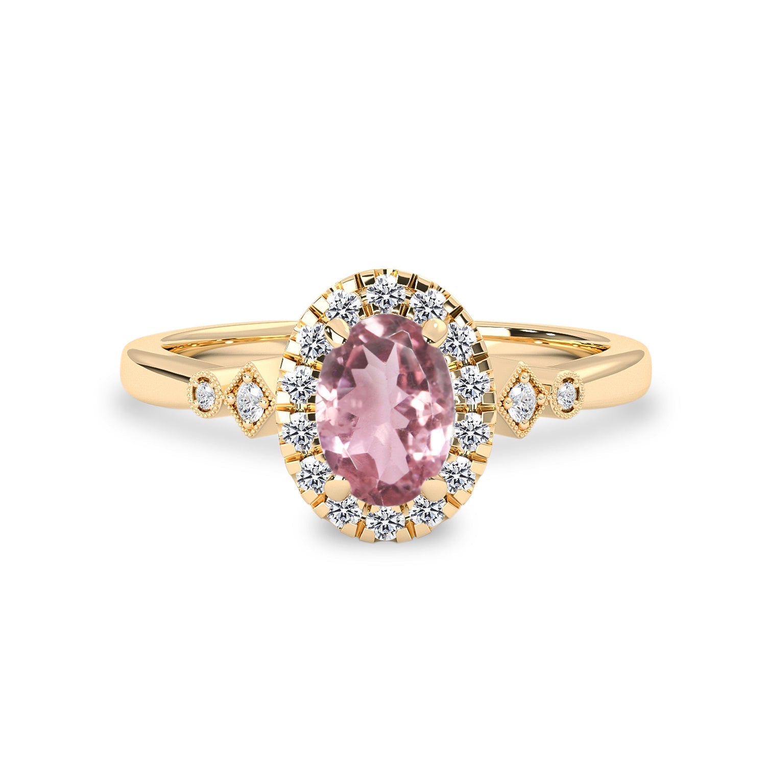 Sweet Soul Pink Tourmaline Halo Engagement Ring