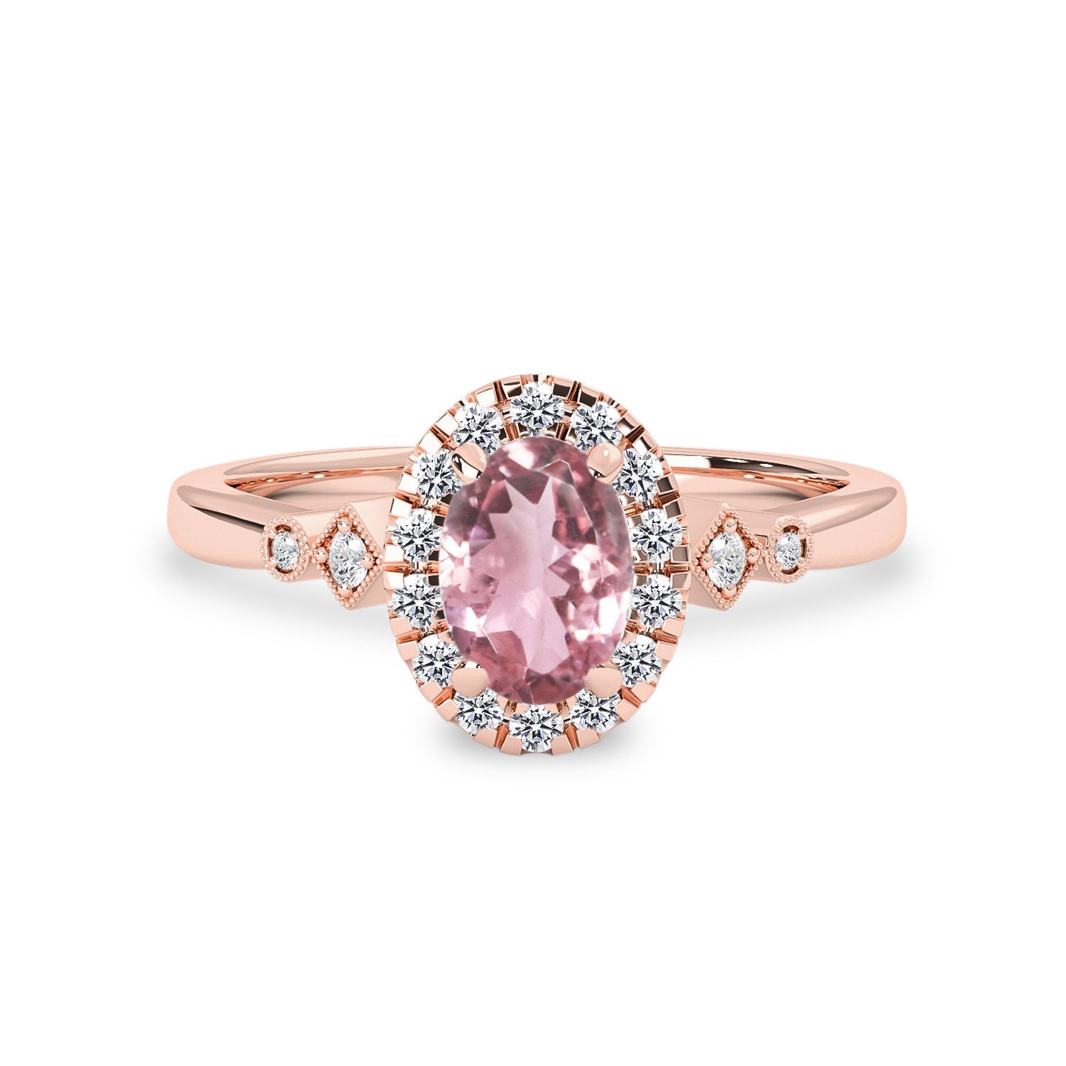 Sweet Soul Pink Tourmaline Halo Engagement Ring