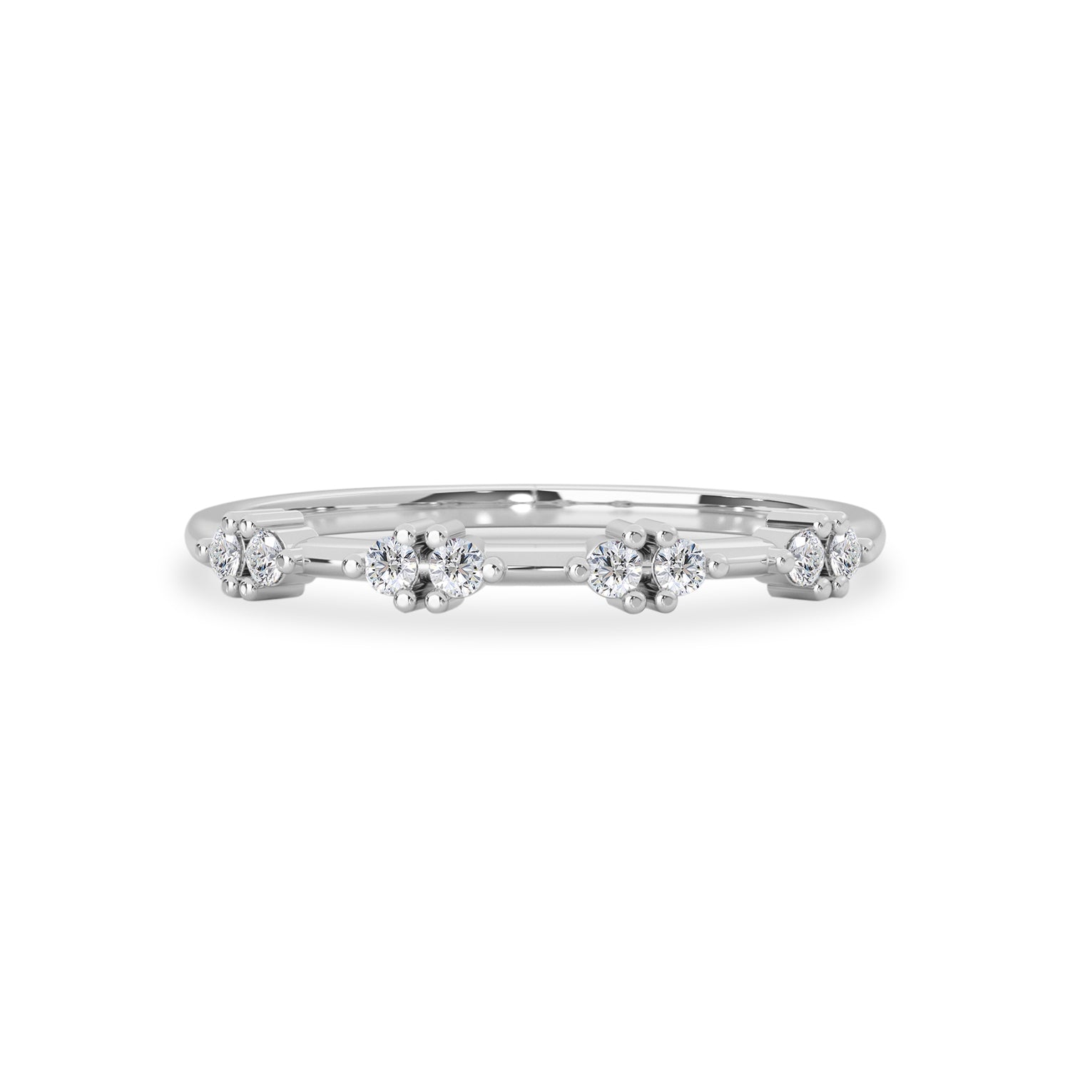 Twin Floating Star Half Eternity Ring