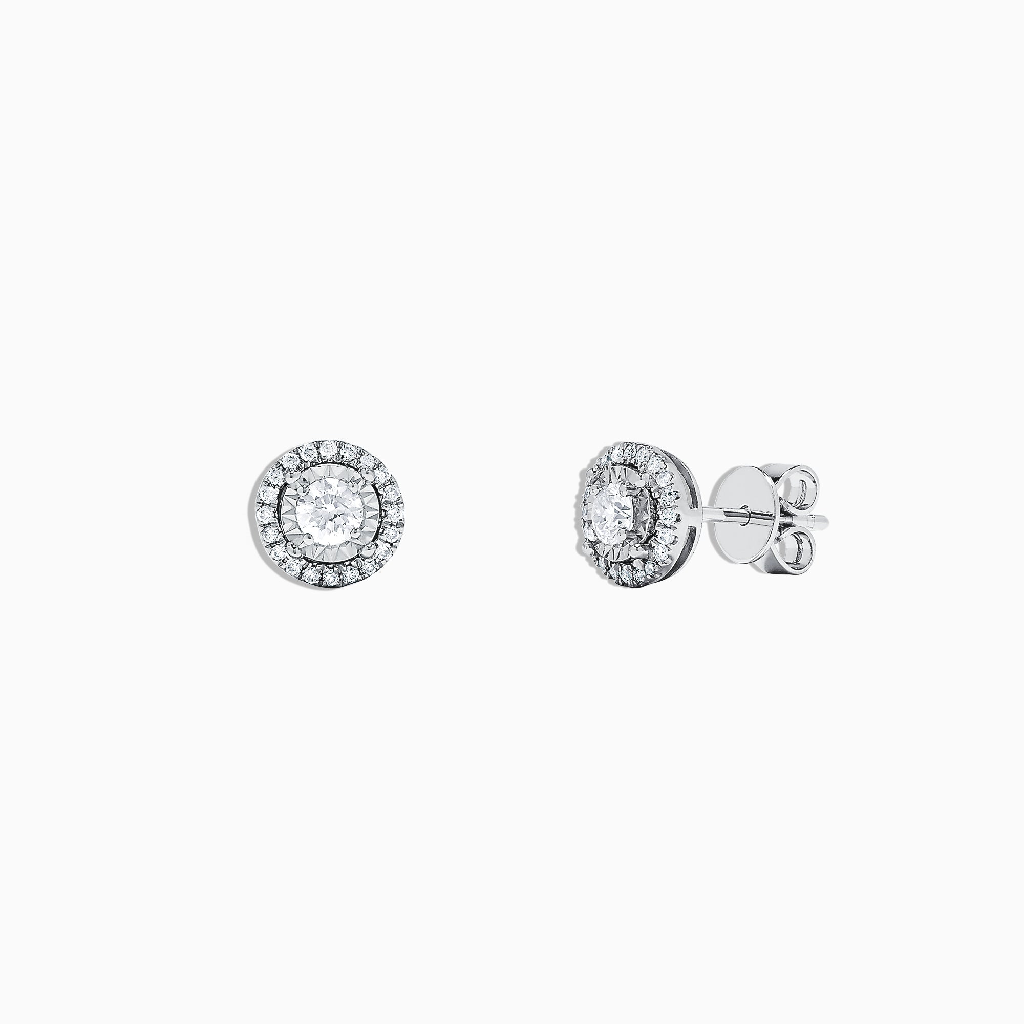 Pave Classica 14K White Gold Diamond Halo Stud Earrings, 0.35 TCW