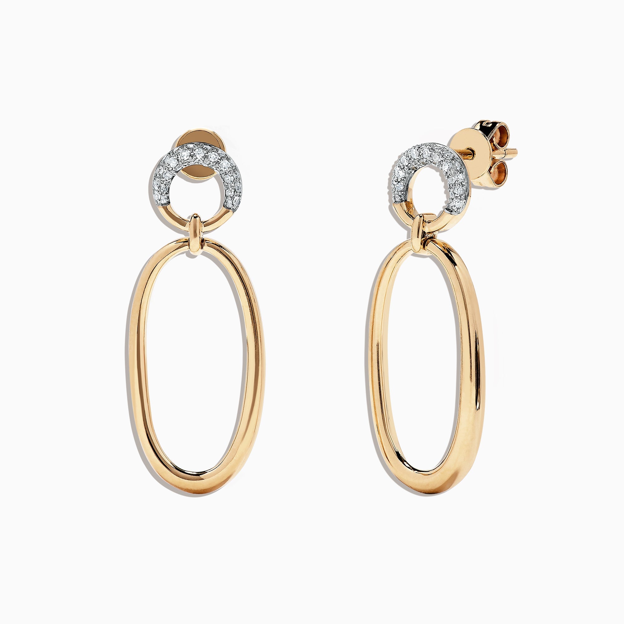 D'Oro 14K Yellow Gold and Diamond Earrings, 0.19 TCW