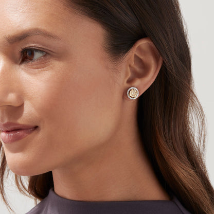 14K solid gold diamond hoop earrings for women with brilliant round-cut diamonds, perfect for luxury everyday wear.