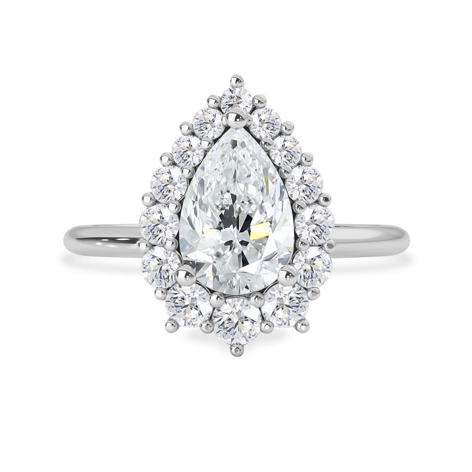 Pola Halo Engagement Ring, Pear With Floral Cluster