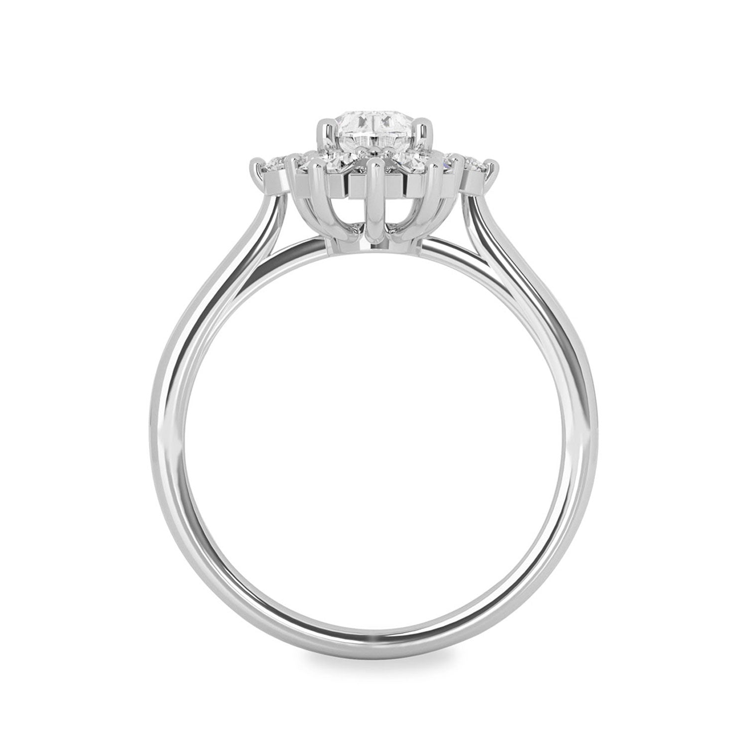 Luna Cluster Halo Engagement Ring, Oval With Trapezoid