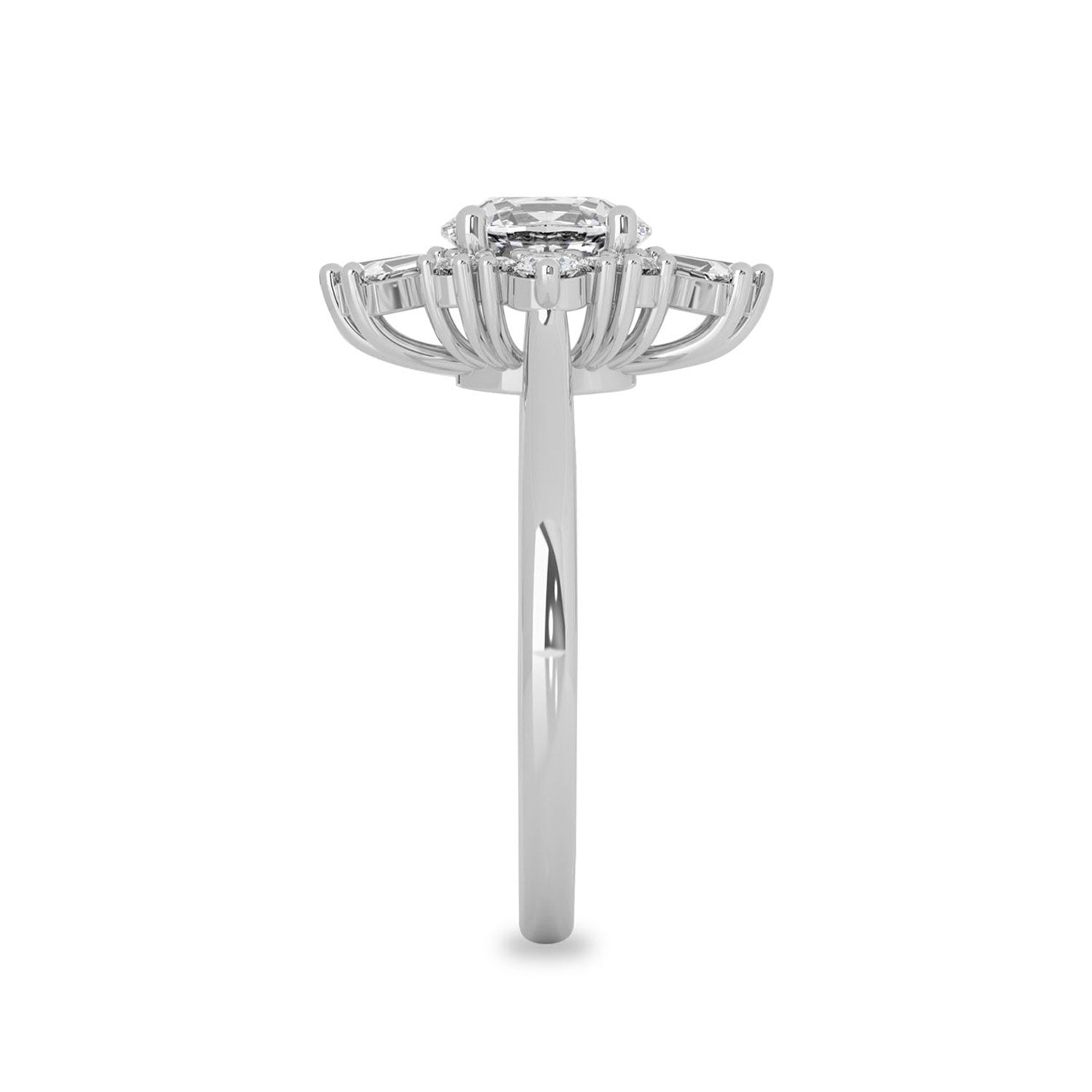 Luna Cluster Halo Engagement Ring, Oval With Trapezoid