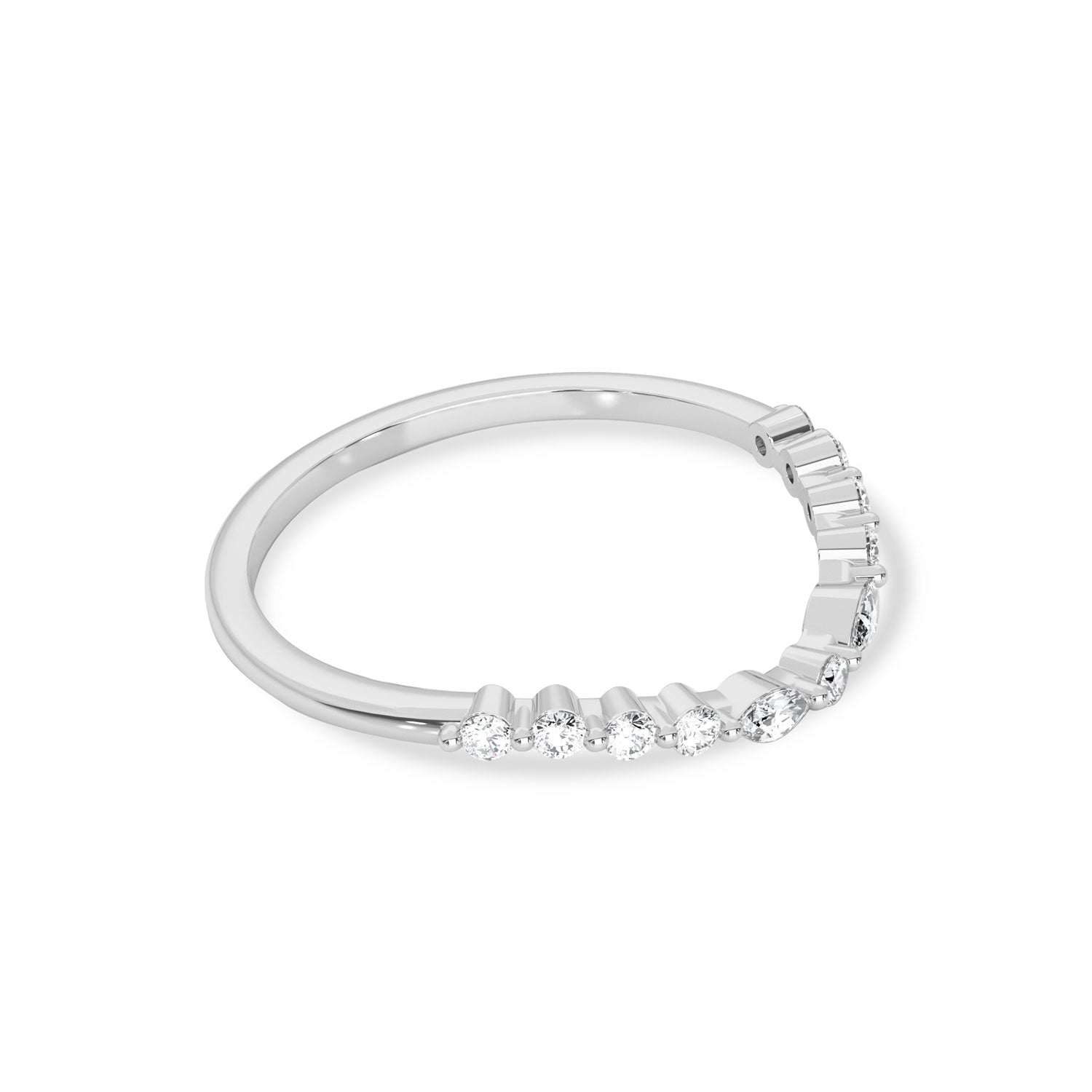 FlexFives Jewels Signature Curved Marquise Round Half Eternity Ring