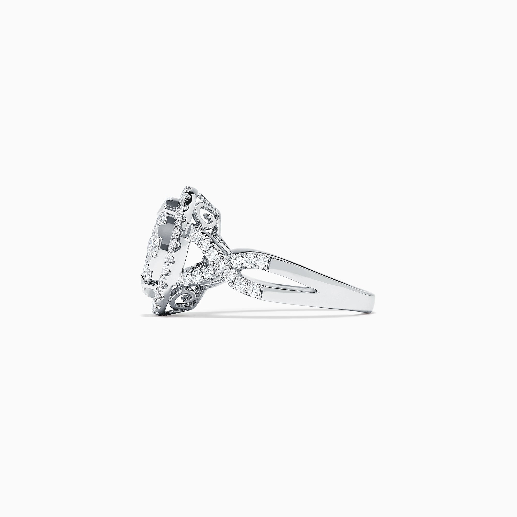 Bouquet 14K White Gold Oval Shaped Diamond Cluster Ring, 1.16 TCW